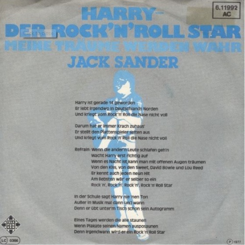 Vinyl / Jack Sander - Harry-Der Rock'n' Roll Star / Meine Träume werden wahr