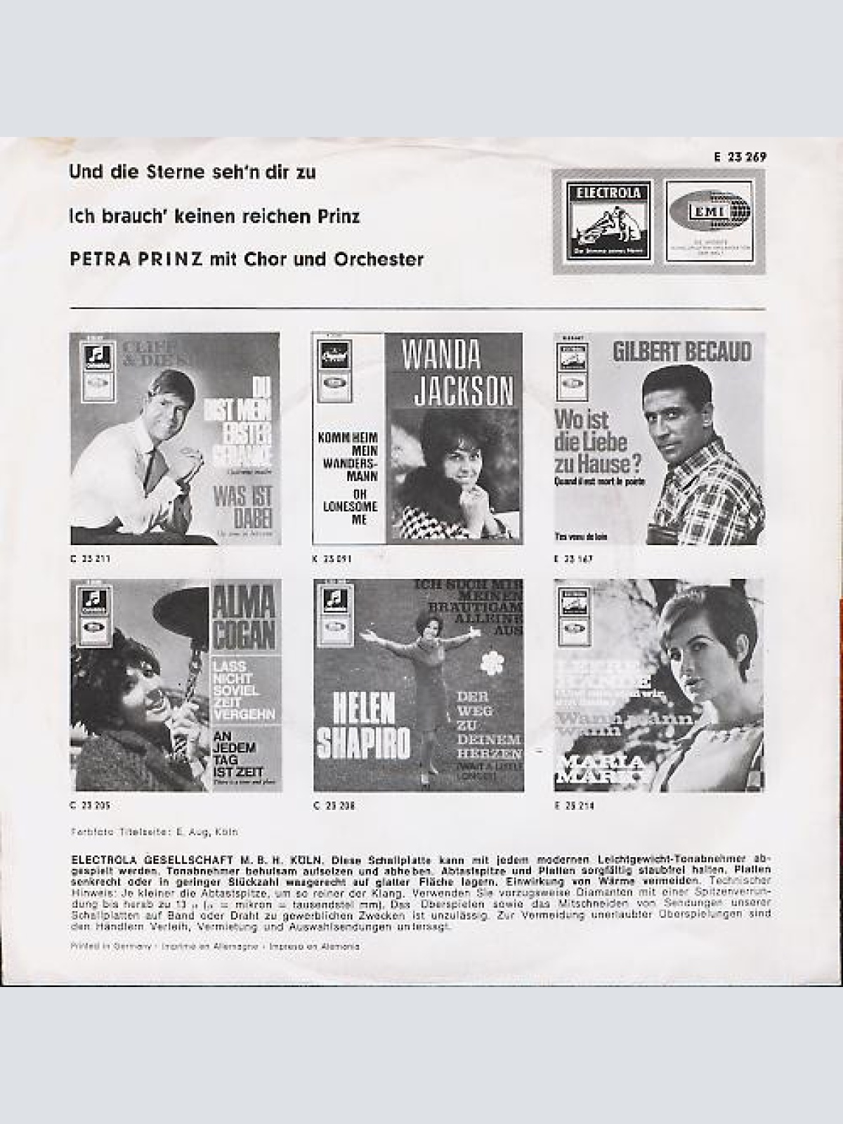 Vinyl / Petra Prinz - Und Die Sterne Seh'n Dir Zu / Ich Brauch' Keinen Reichen Prinz