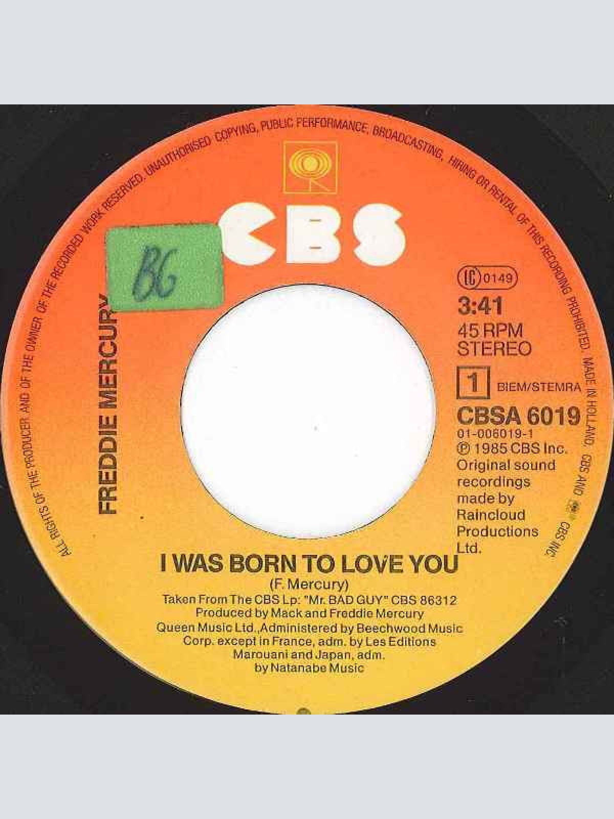 Vinyl / Freddie Mercury - I Was Born To Love You