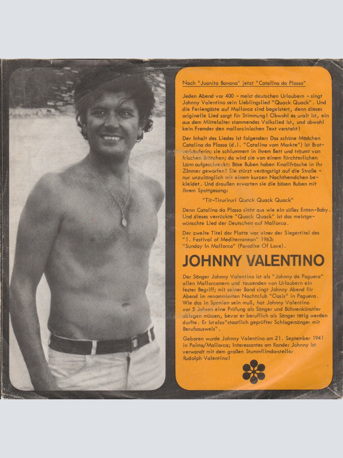 Vinyl / Johnny Valentino (2) - Quack Quack (Catalina Da Plassa)