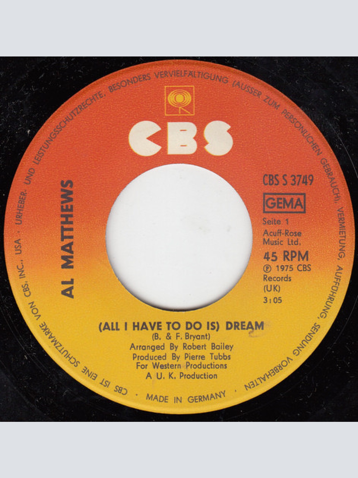 Vinyl / Al Matthews - (All I Have To Do Is) Dream