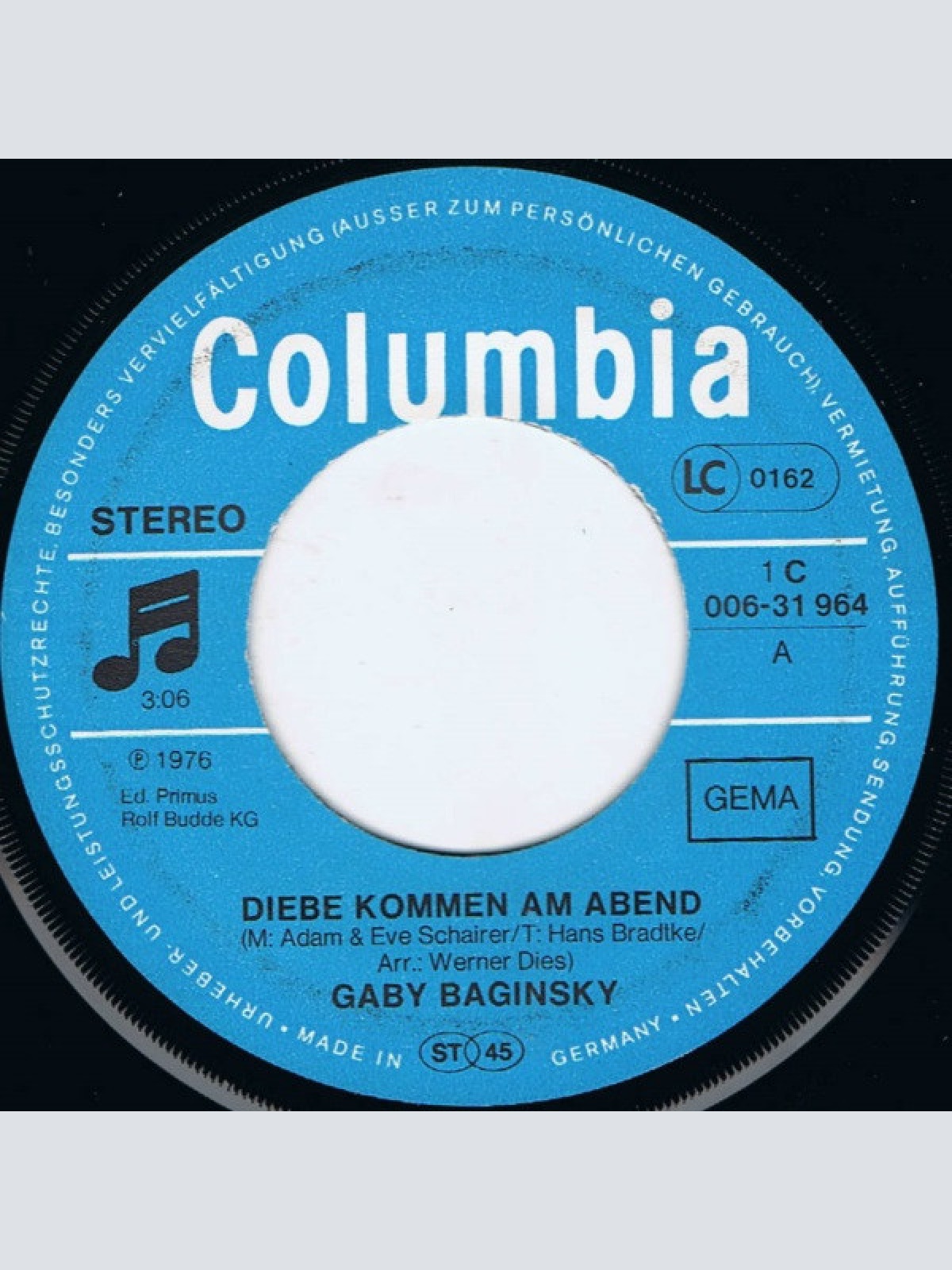 Vinyl / Gaby Baginsky - Diebe Kommen Am Abend / Der Plattenschrank Von Grosspapa