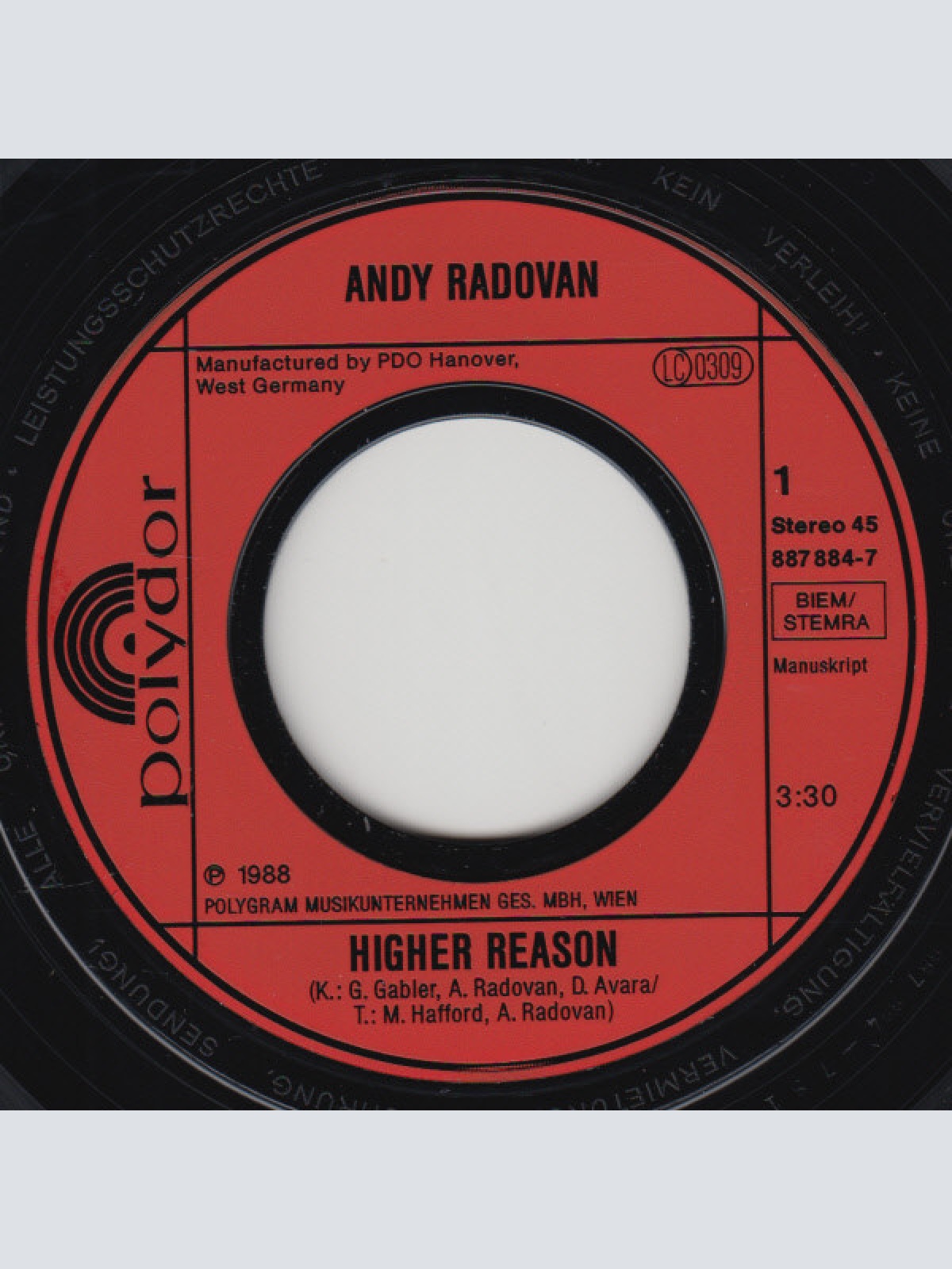 Vinyl / Andy Radovan - Higher Reason