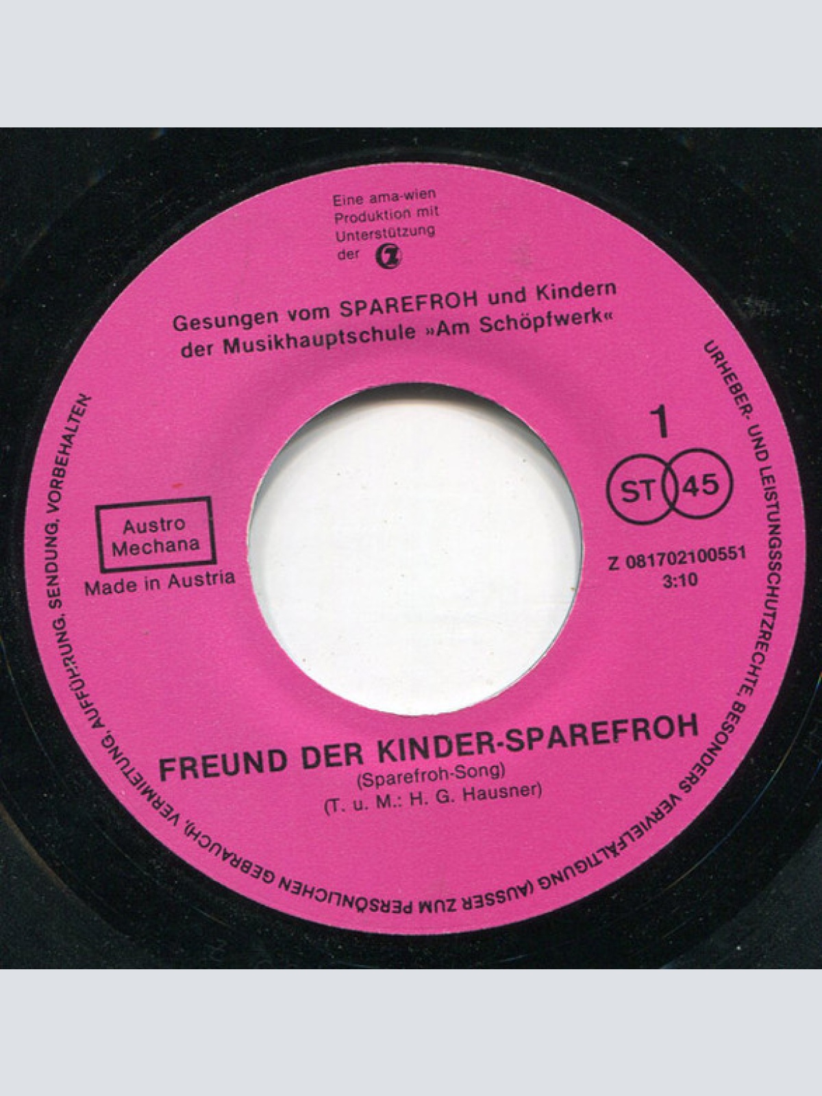 Vinyl / Kinder Der Musikhauptschule "Am Schöpfwerk" - Freund Der Kinder - Sparefroh