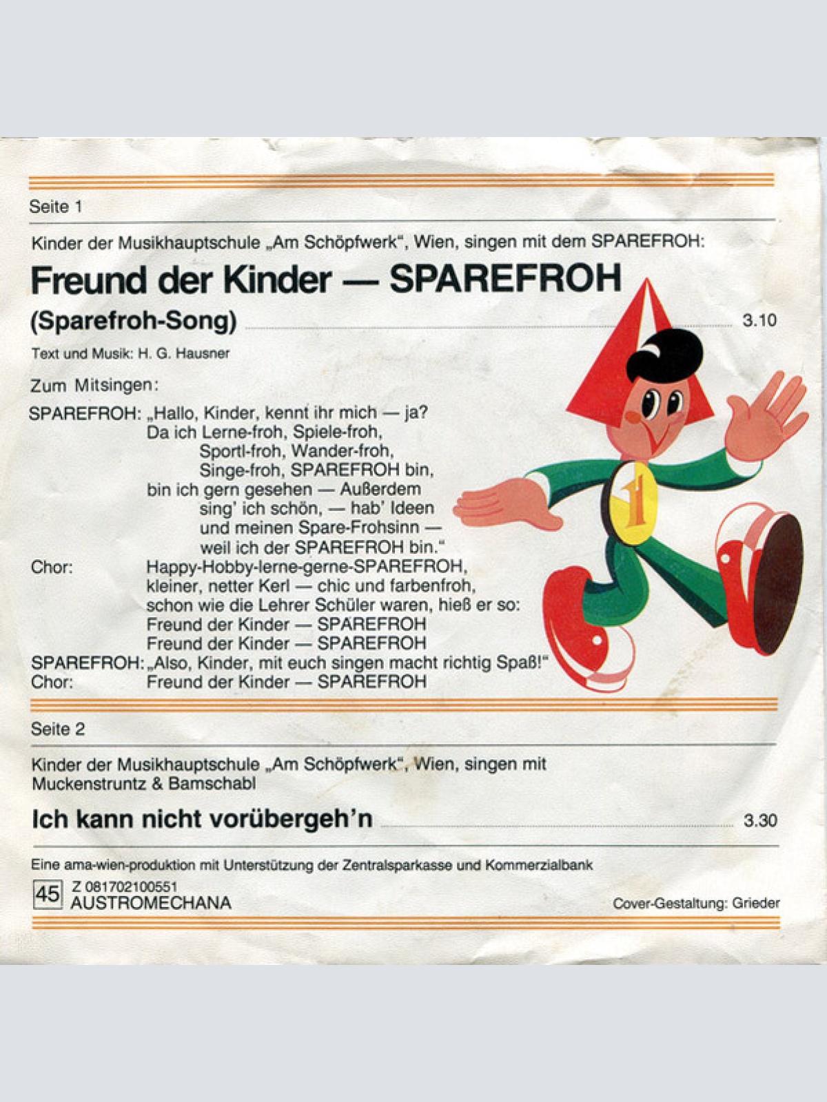 Vinyl / Kinder Der Musikhauptschule "Am Schöpfwerk" - Freund Der Kinder - Sparefroh