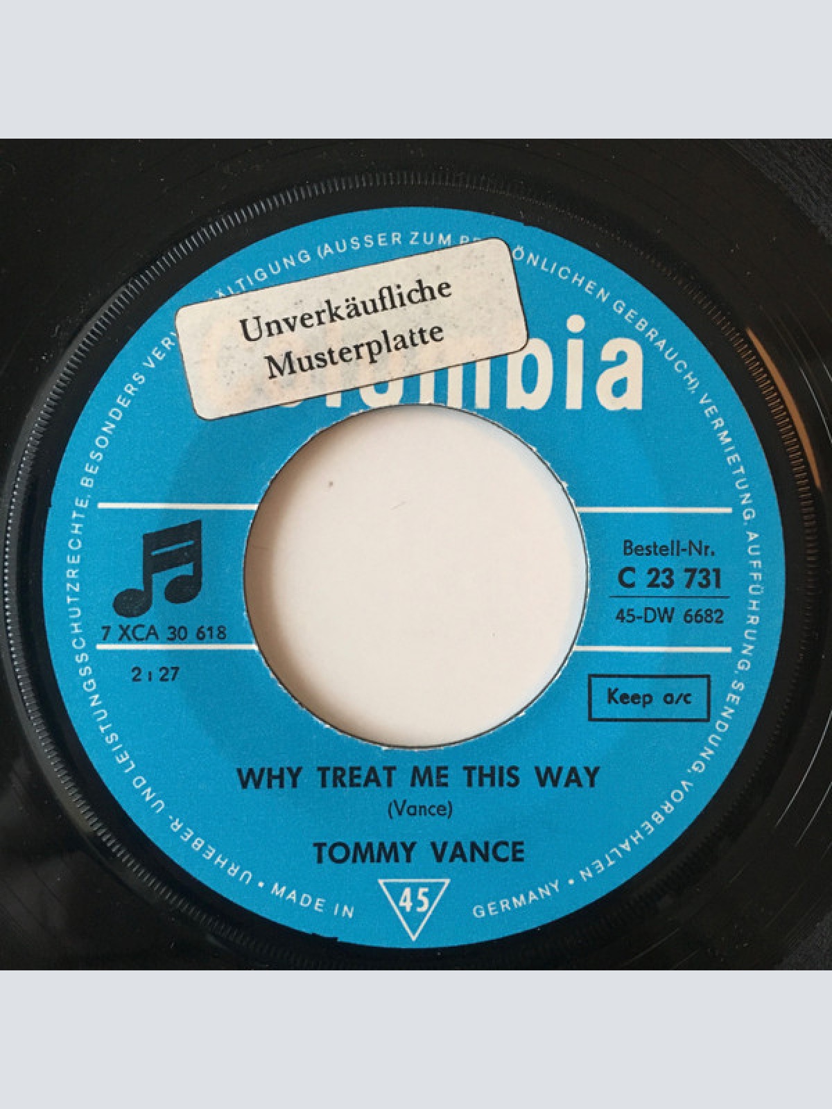 Vinyl / Tommy Vance - Off The Hook / Why Treat Me This Way