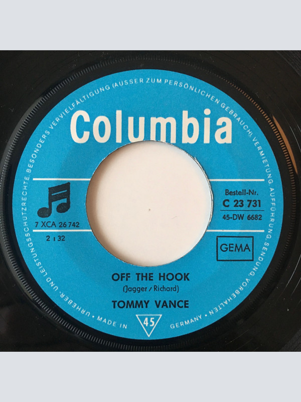 Vinyl / Tommy Vance - Off The Hook / Why Treat Me This Way