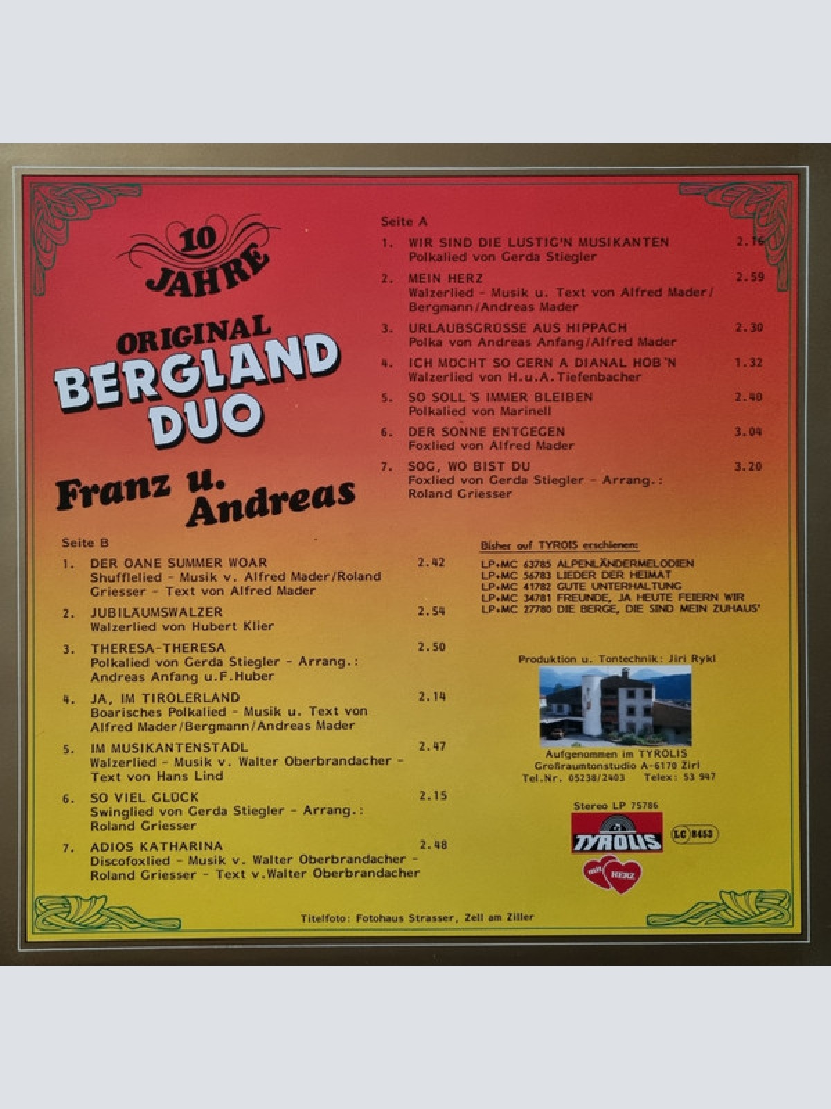 Vinyl / Bergland Duo - 10 Jahre Original Bergland Duo