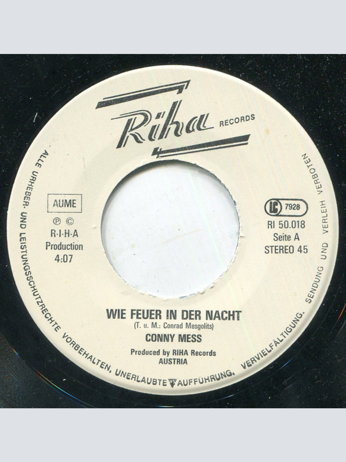 Vinyl / Conny Mess - Wie Feuer In Der Nacht