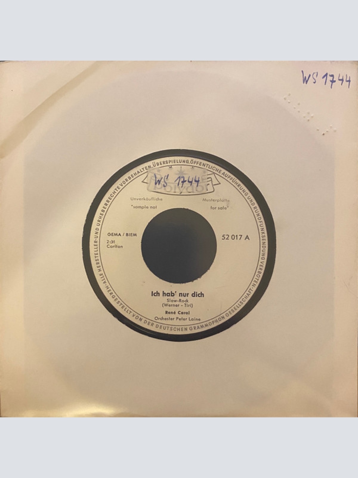 Vinyl / René Carol - Ich Hab' Nur Dich