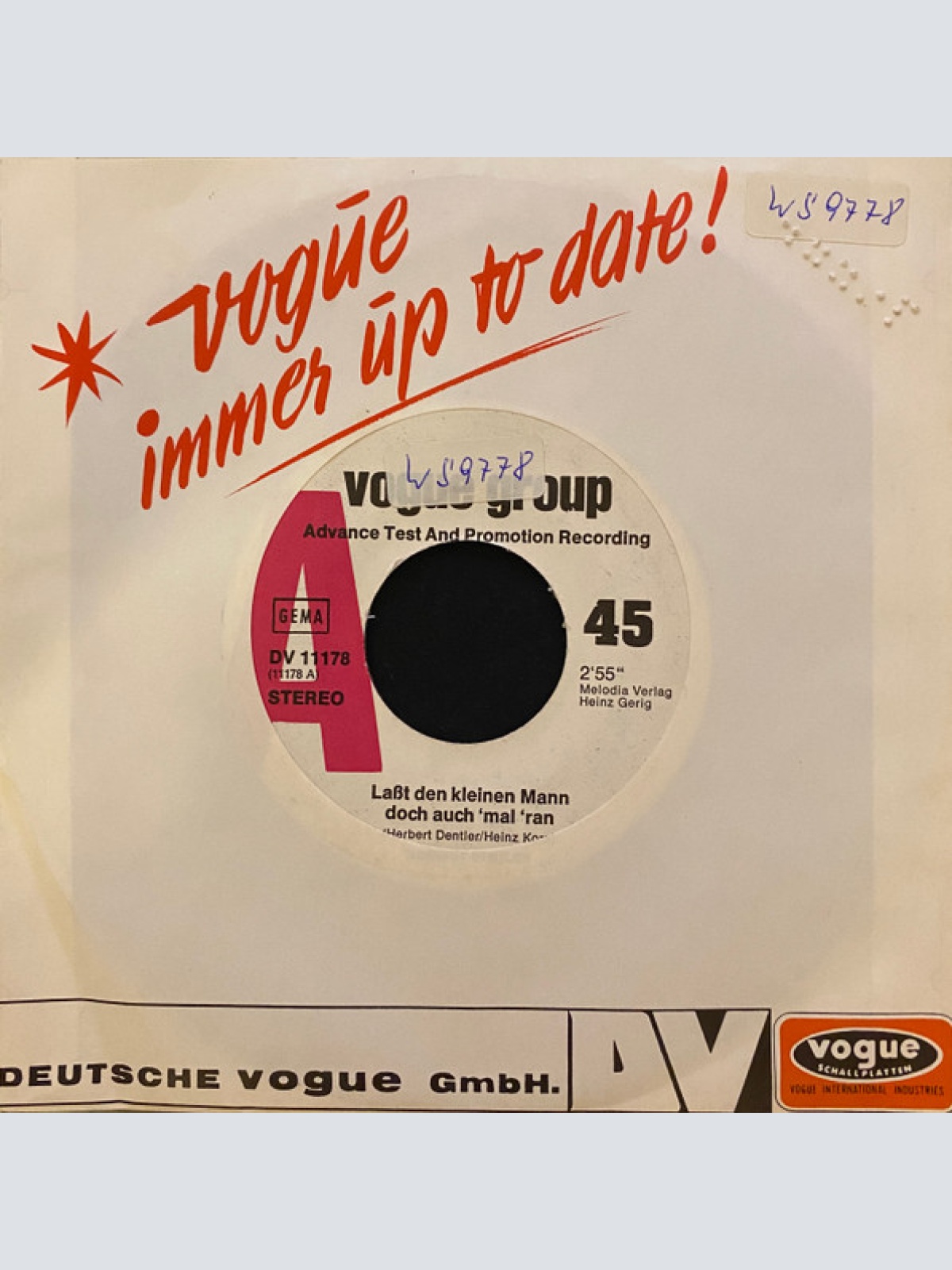 Vinyl / Herbert Dentler - Laßt Den Kleinen Mann Doch Auch 'Mal 'Ran / Einmal Möcht' Ich Meine Alten Freunde Wiedersehn