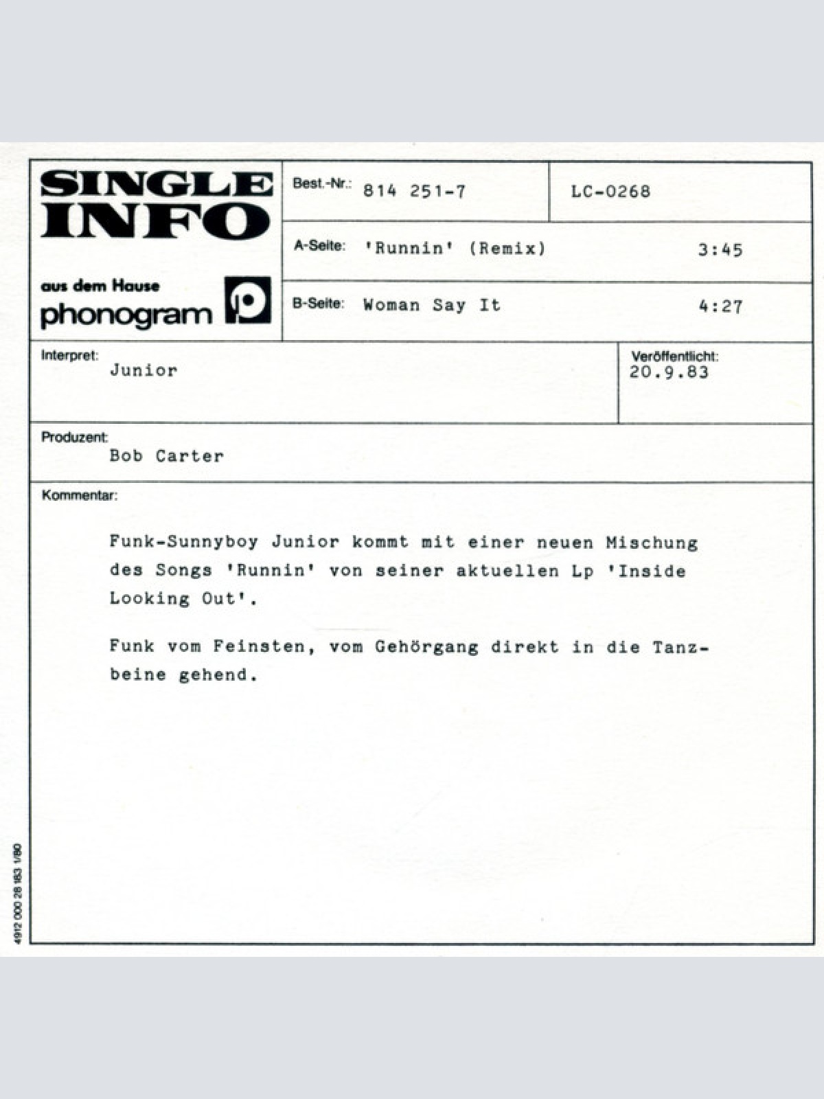 Vinyl / Junior (2) - Runnin' (Remix)