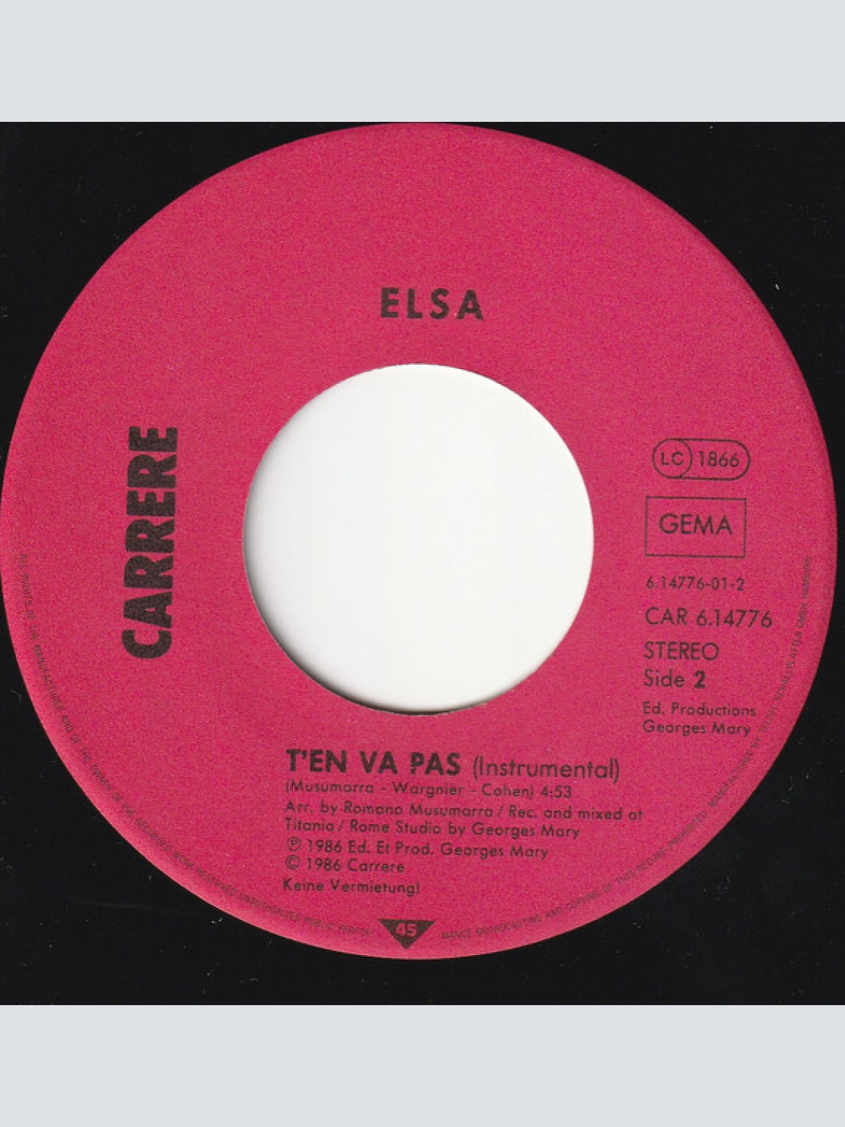 Vinyl / Elsa (2) - T'en Va Pas