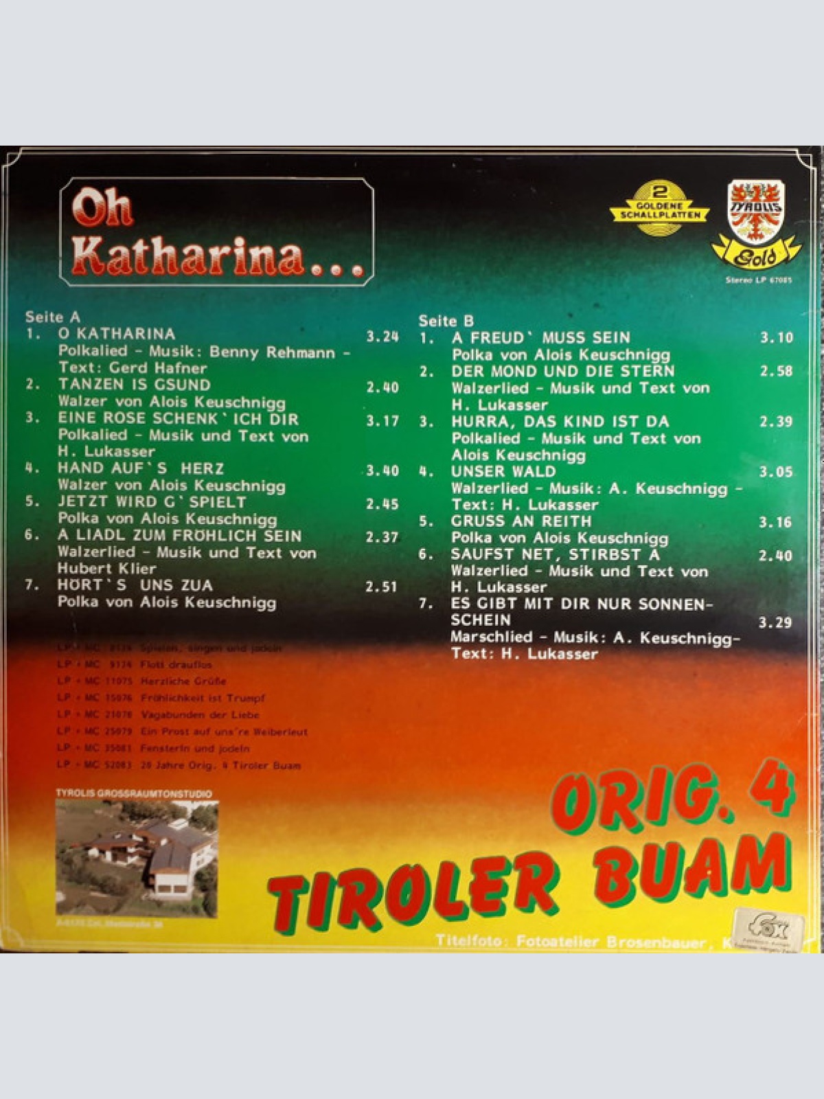 Vinyl / Original 4 Tiroler Buam - Oh Katharina...