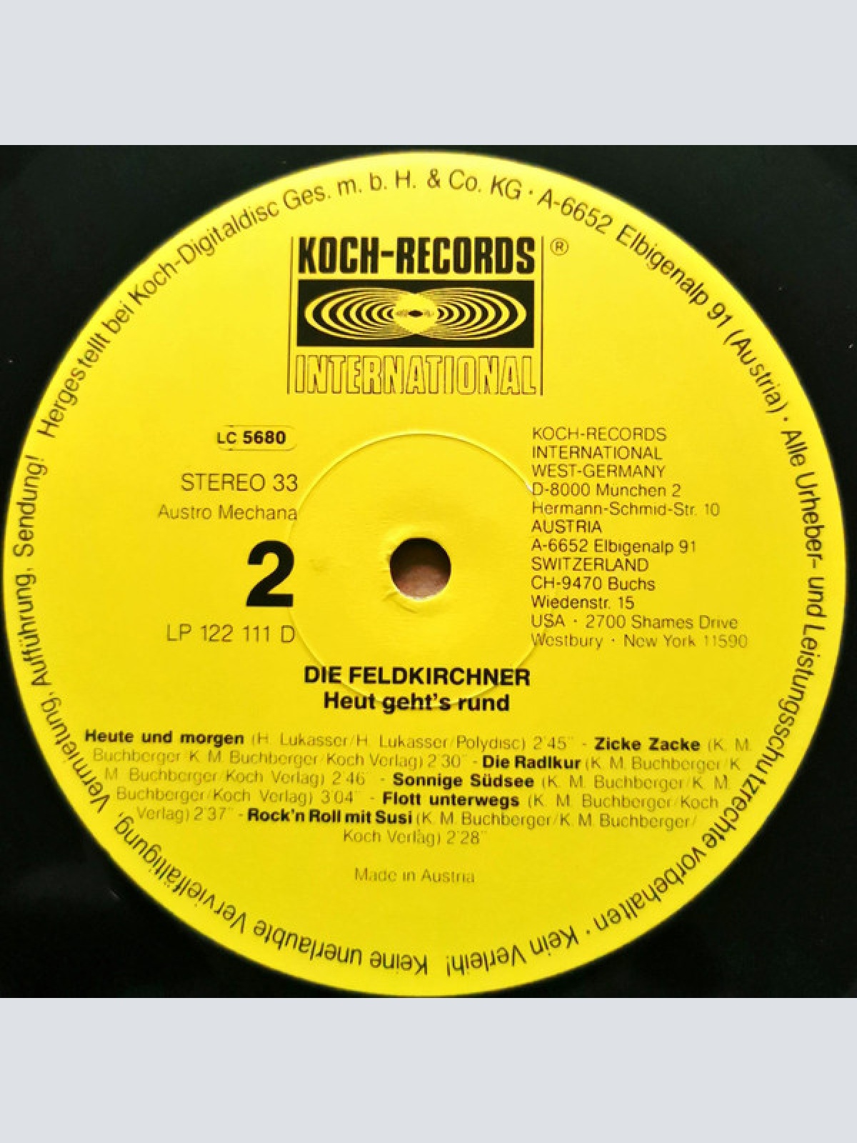 Vinyl / Die Feldkirchner - Heut Geht's Rund