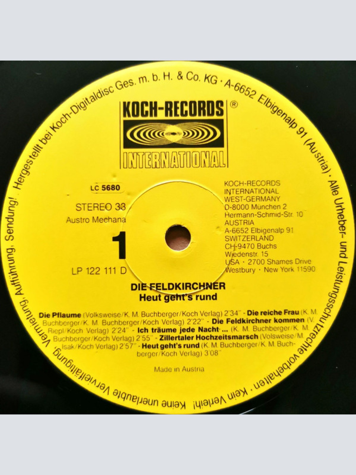 Vinyl / Die Feldkirchner - Heut Geht's Rund