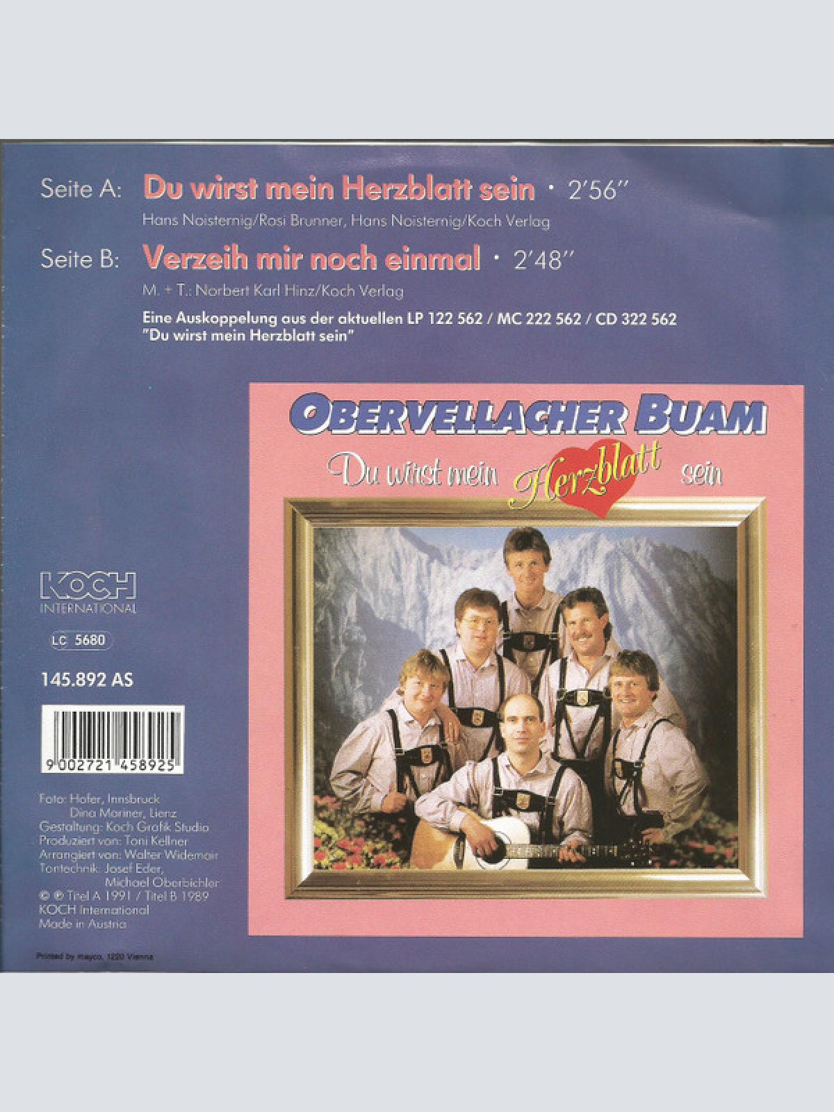 Vinyl / Obervellacher Buam - Du Wirst Mein Herzblatt Sein