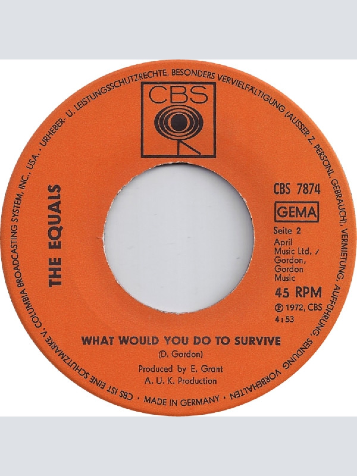 Vinyl / The Equals - Stand Up And Be Counted / What Would You Do To Survive