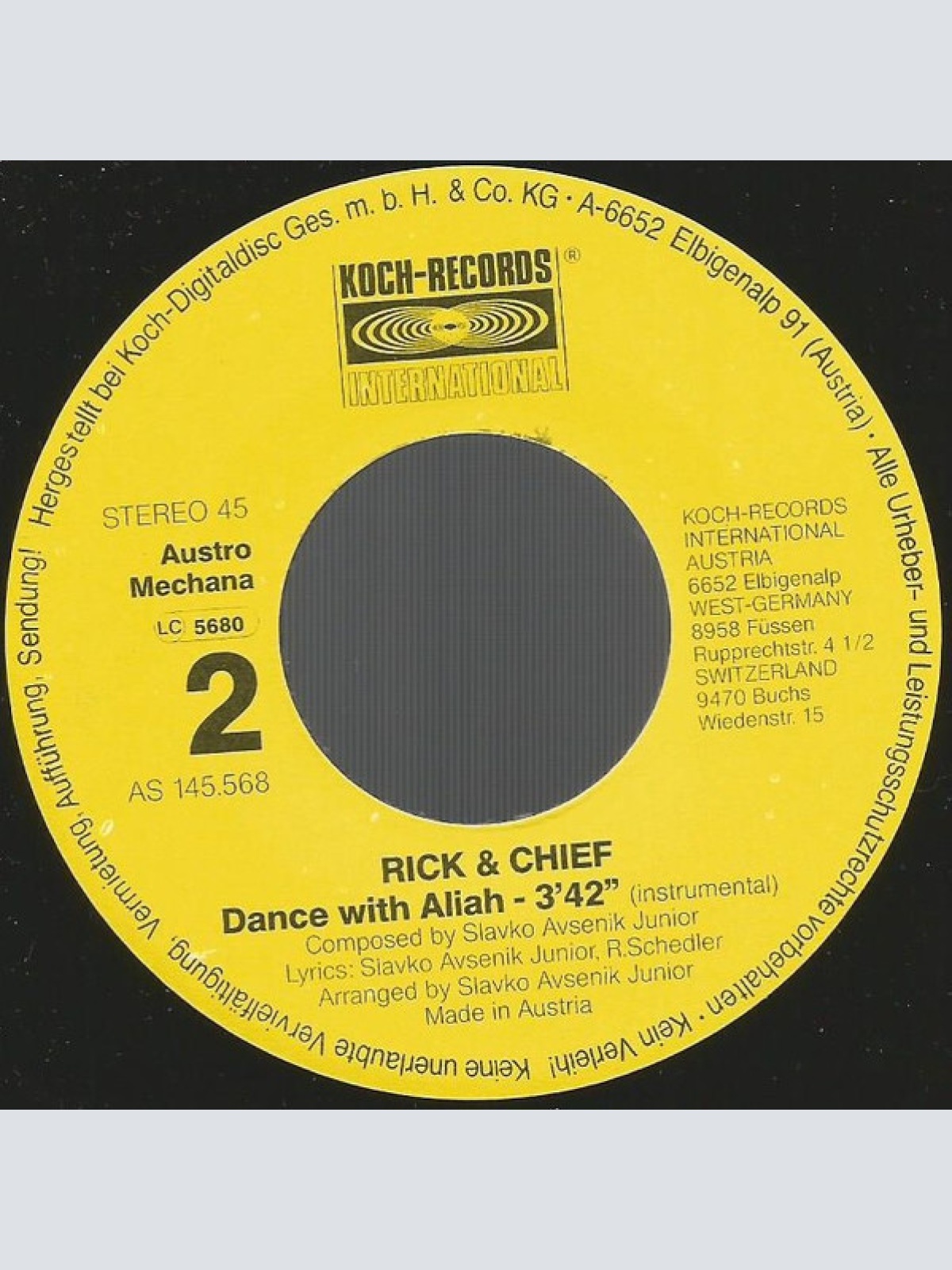 Vinyl / Rick & Chief - Dance With Aliah