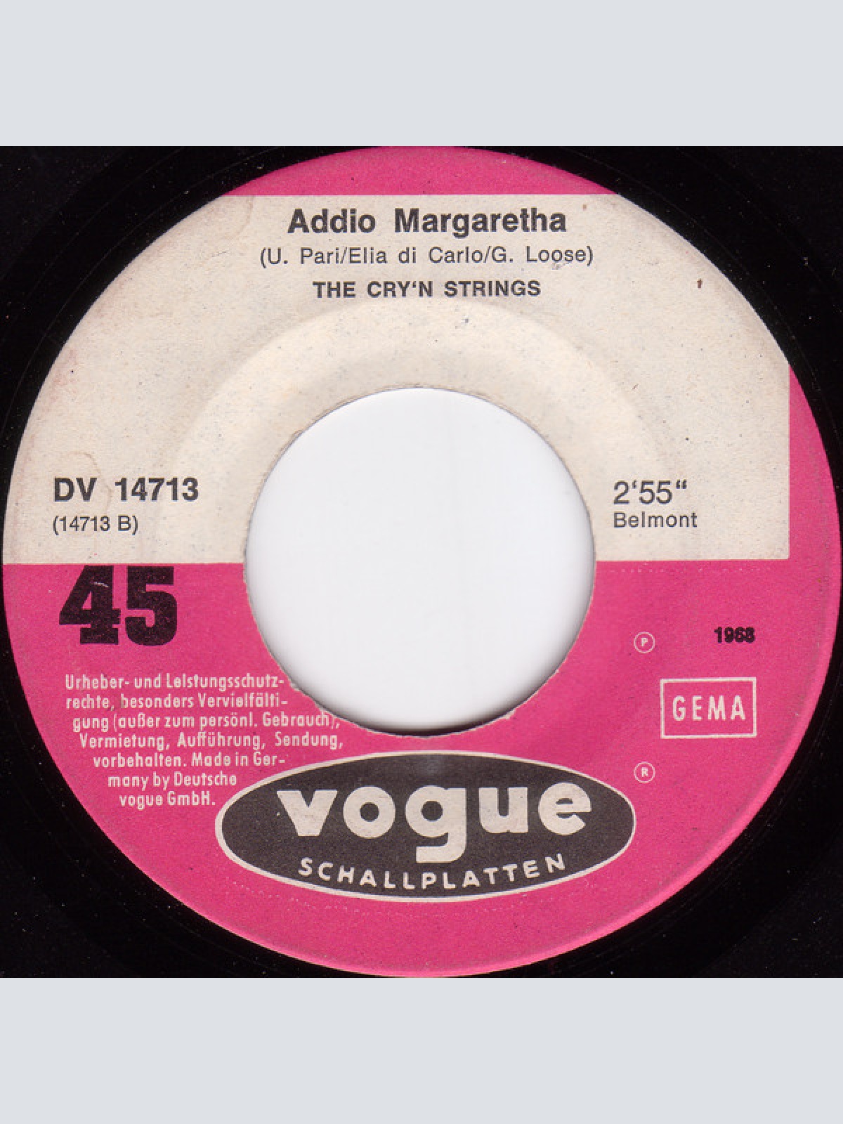 Vinyl / The Cry'n Strings - My Sweet Anja