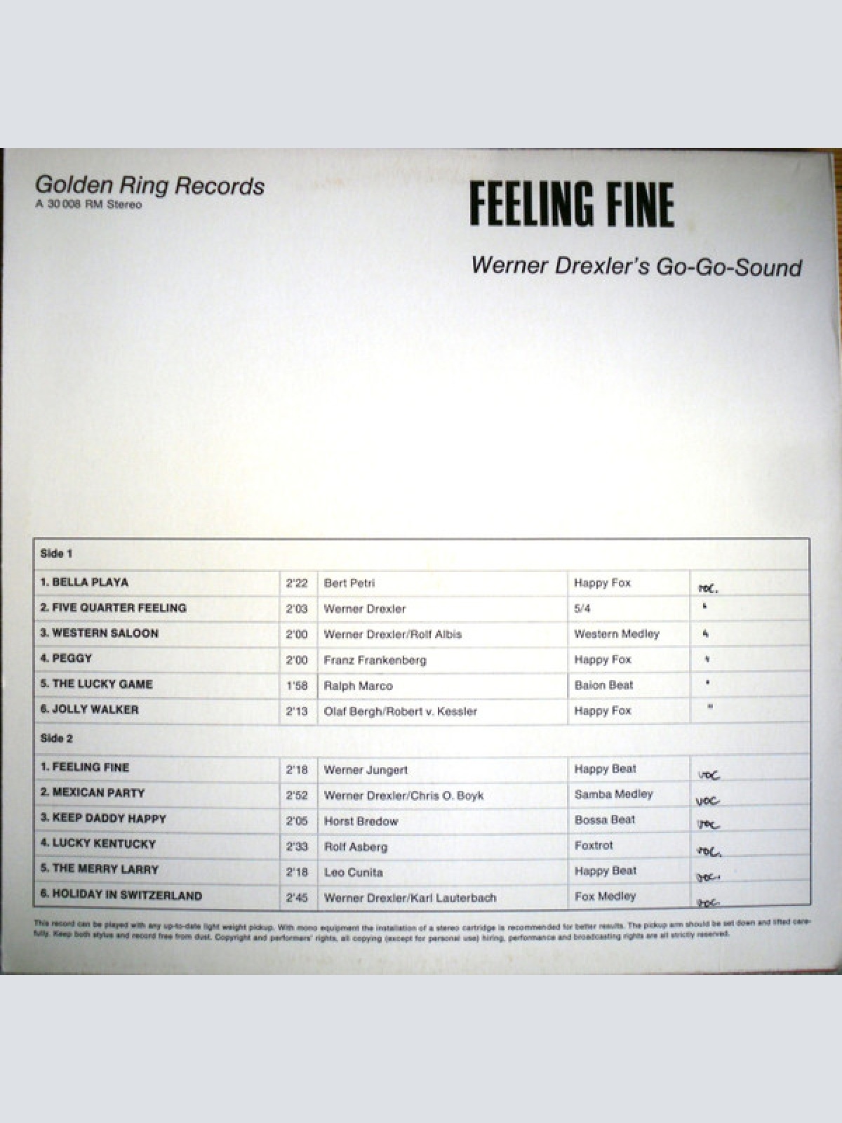 Vinyl / Werner Drexler's Go-Go-Sound - Feeling Fine