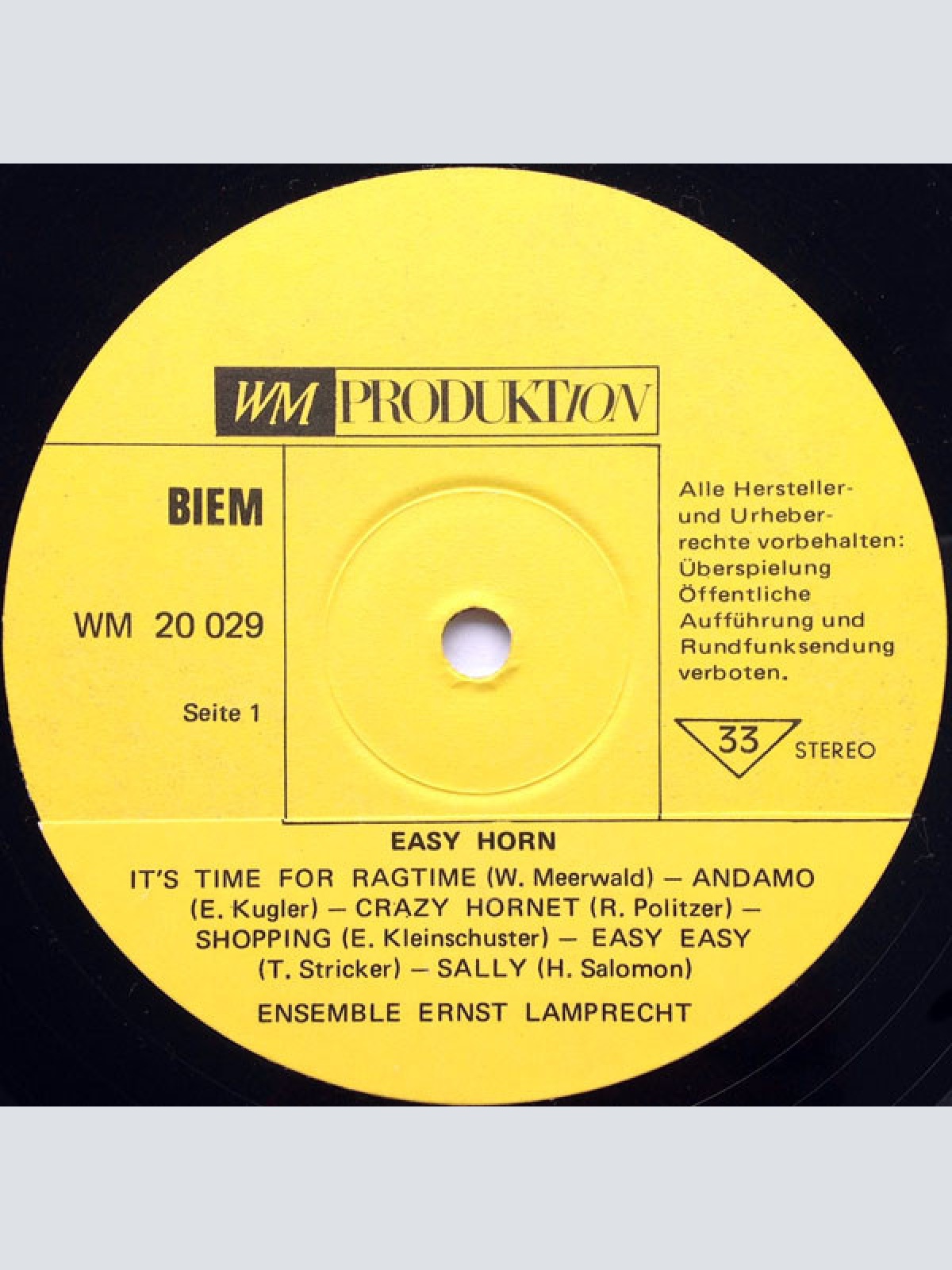 Vinyl / Ensemble Ernst Lamprecht - Easy Horn