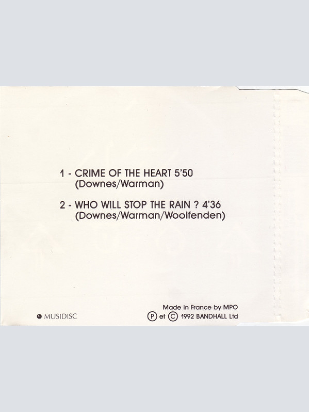 CD / Asia (2) - Crime Of The Heart / Who Will Stop The Rain?