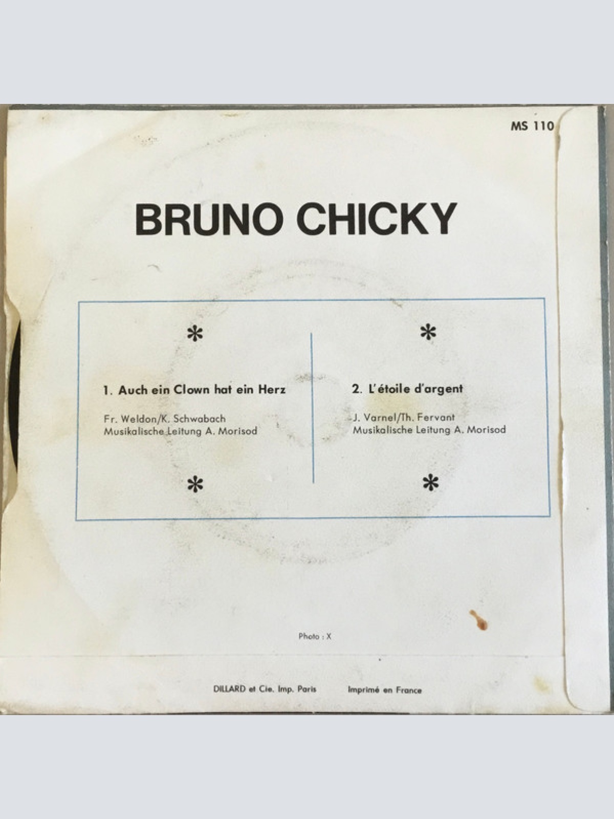 Vinyl / Bruno Chicky - Auch Ein Clown Hat Ein Herz / L'Etoile D'Argent