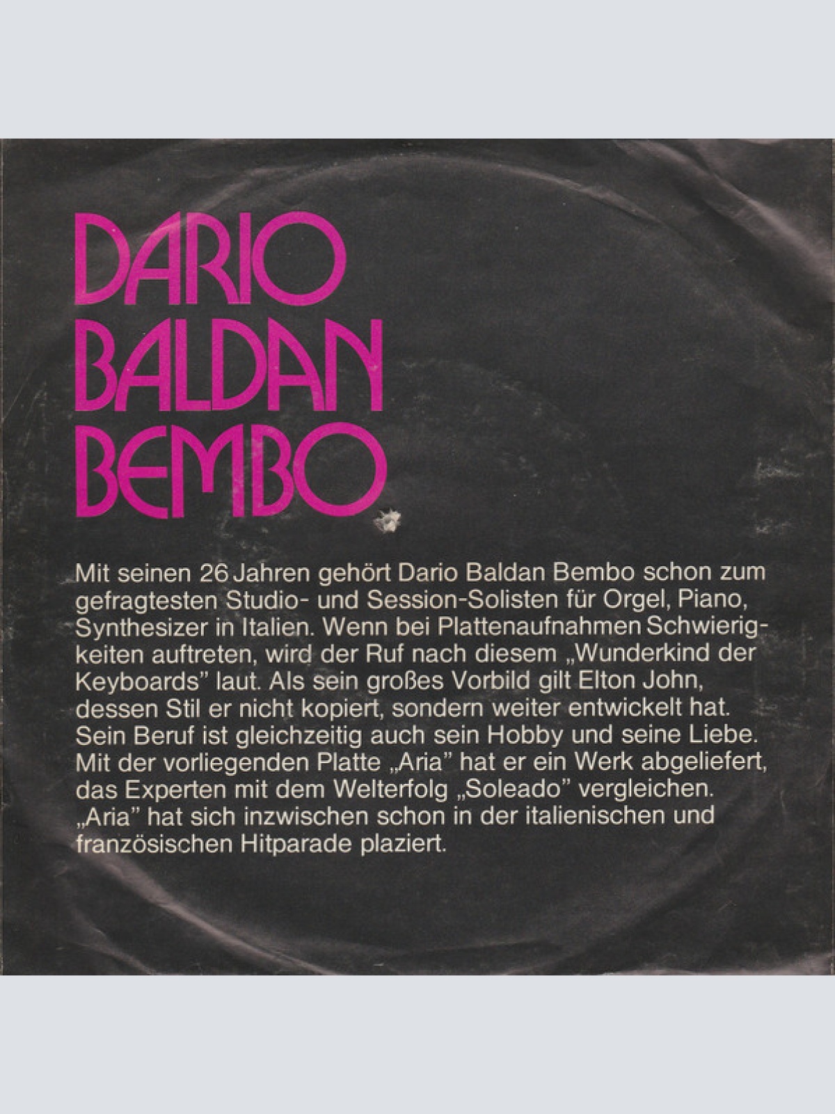 Vinyl / Dario Baldan Bembo - Aria