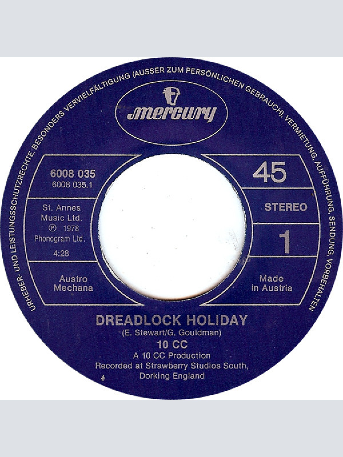 Vinyl / 10cc - Dreadlock Holiday