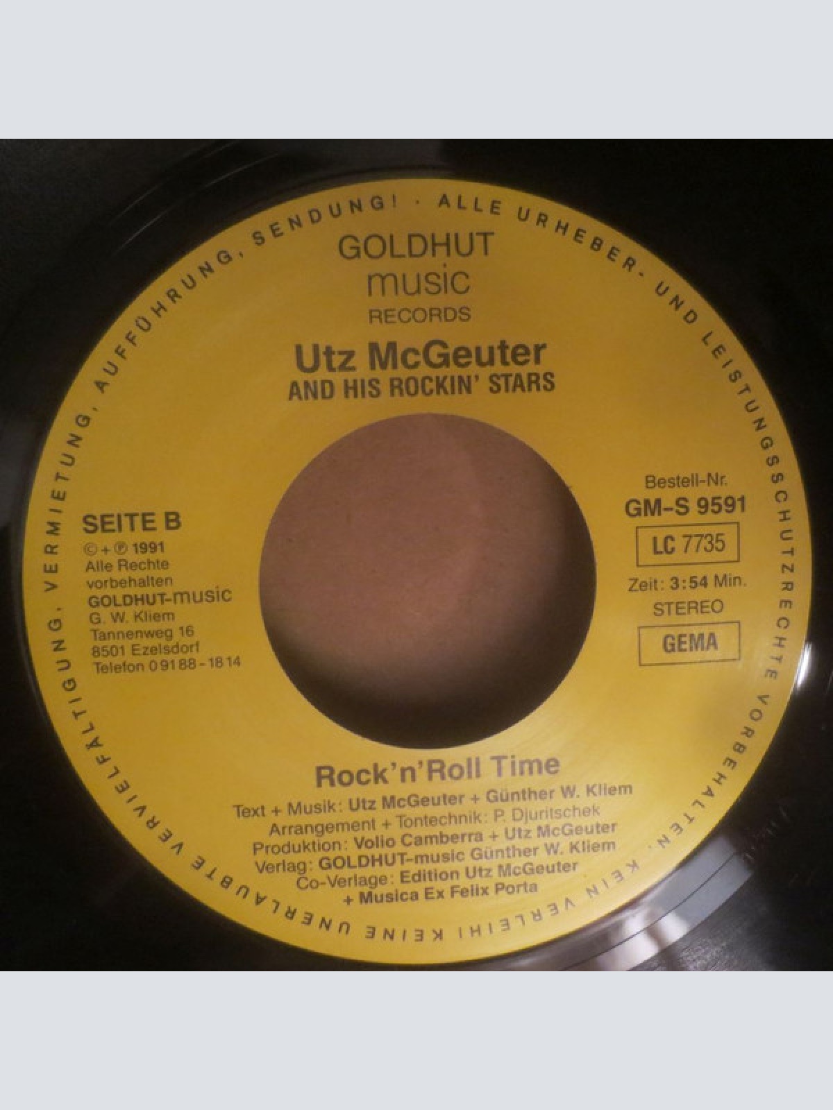 Vinyl / Utz McGeuter And His Rockin' Stars - I'm A Rock 'n' Roller / Rock 'n' Roll Time