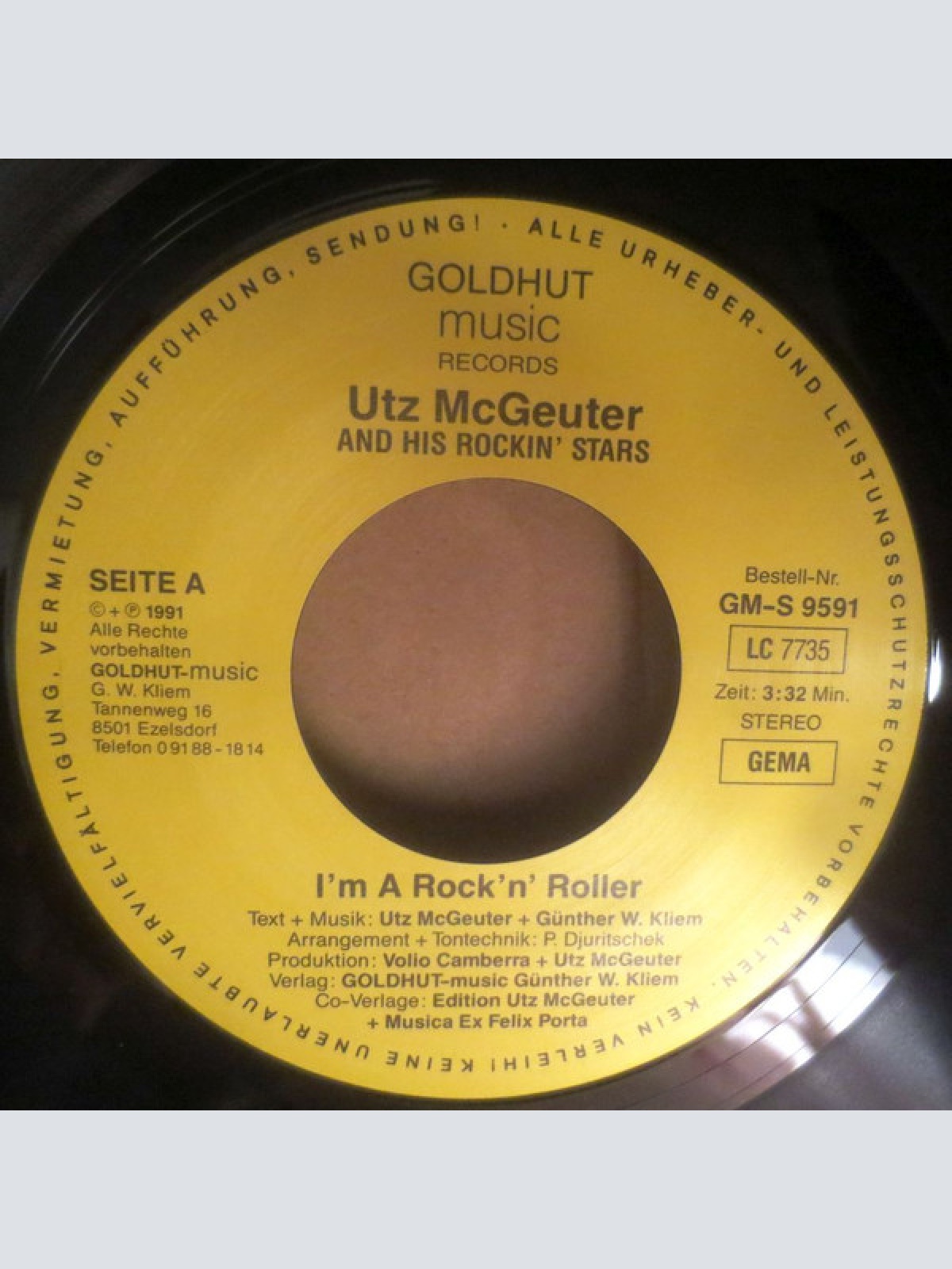 Vinyl / Utz McGeuter And His Rockin' Stars - I'm A Rock 'n' Roller / Rock 'n' Roll Time