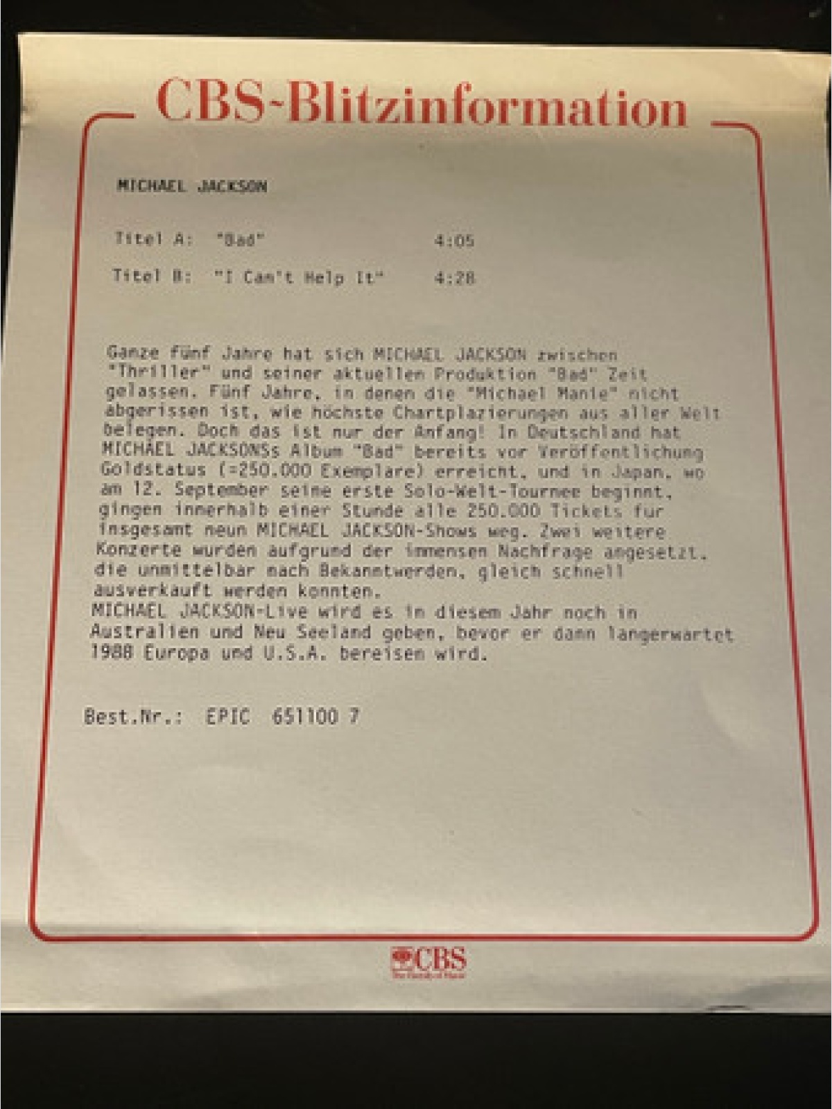 Vinyl / Michael Jackson - Bad