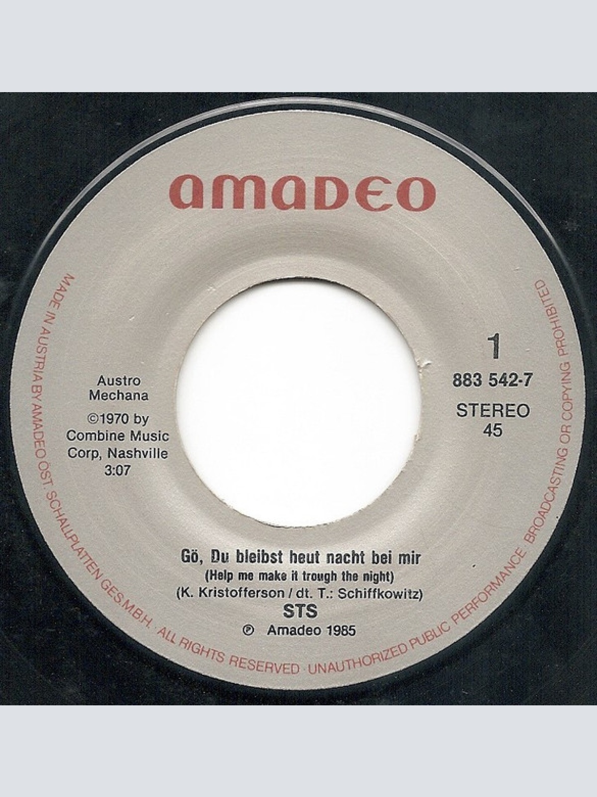 Vinyl / STS (3) - Gö, Du Bleibst Heut Nacht Bei Mir / So Frei, Wie Man Sein Kann