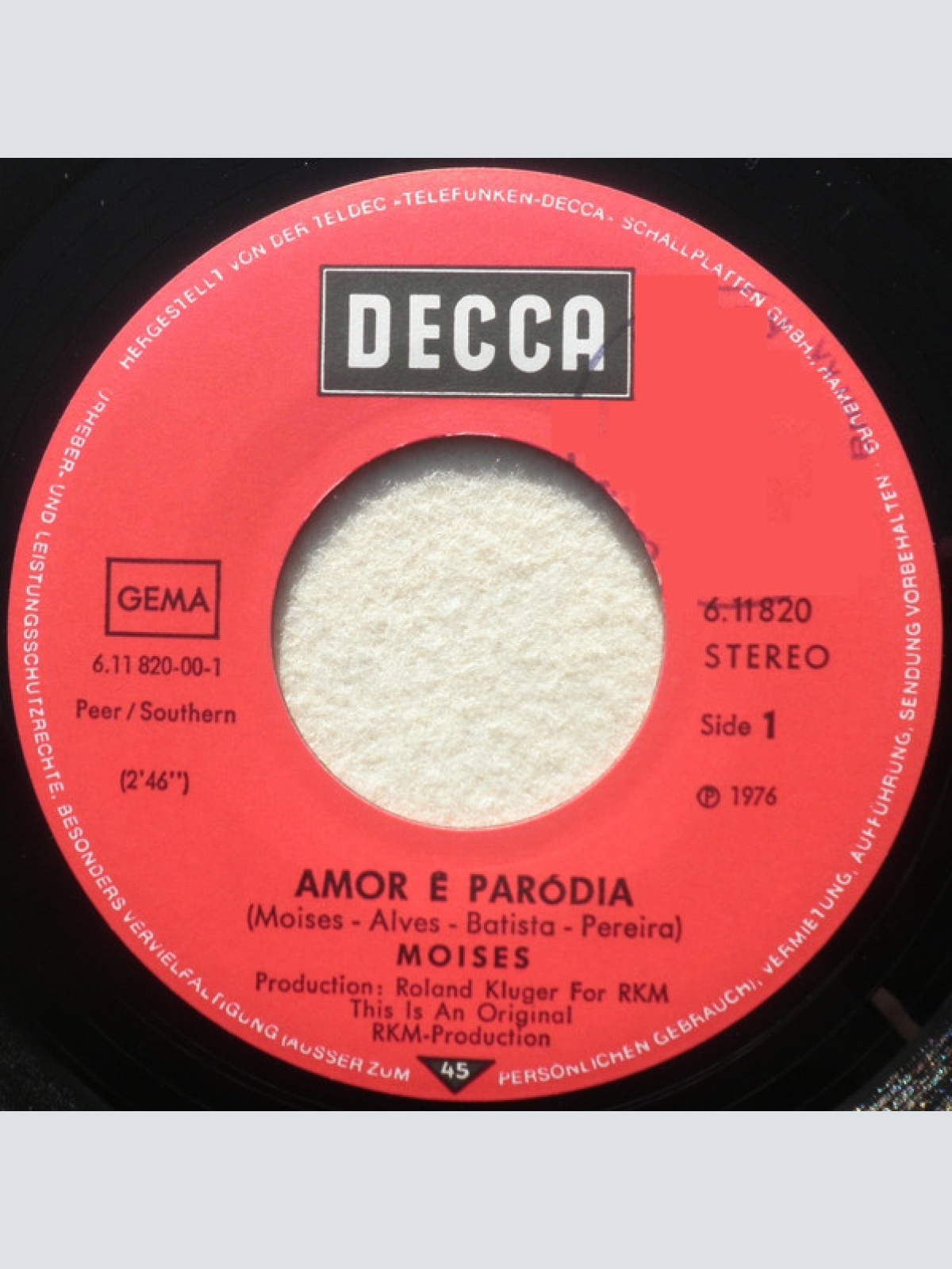 Vinyl / Moises* - Amor E Parodia