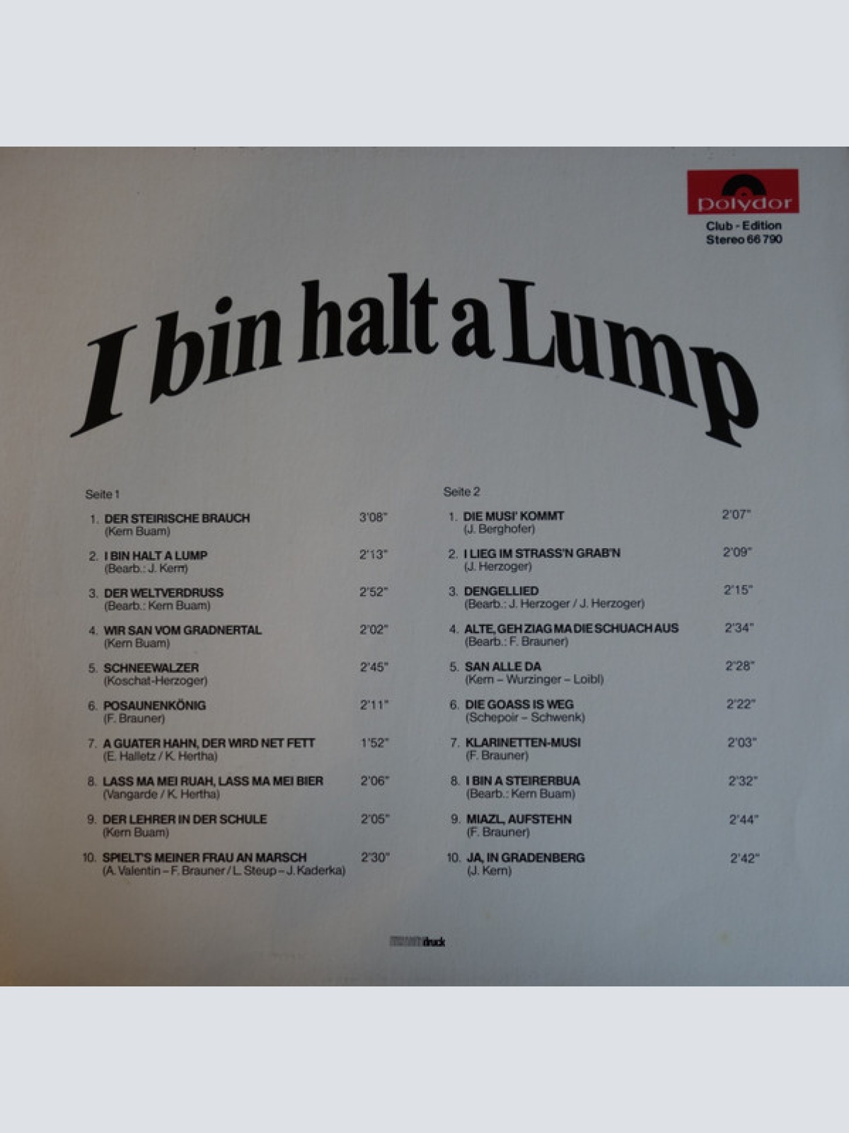 Vinyl / Die Kern Buam - I Bin Halt A Lump