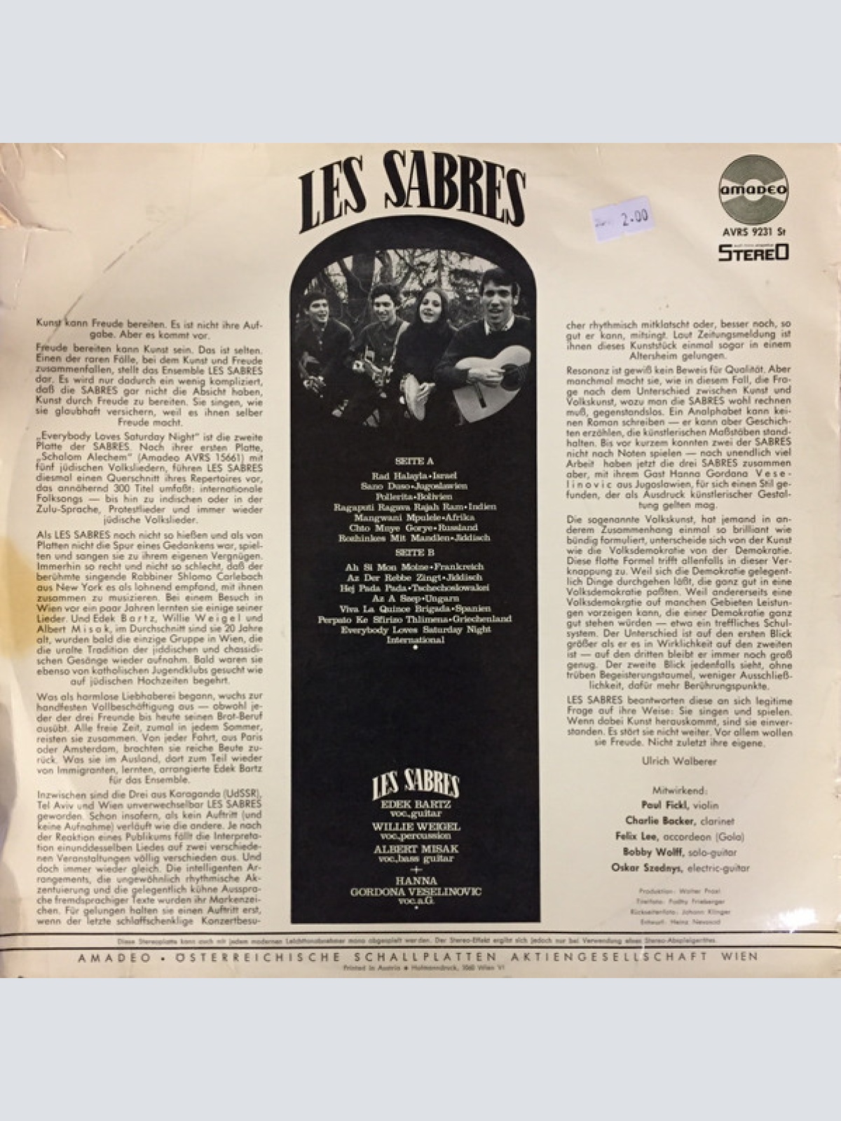 Vinyl / Les Sabres (2) - Everybody Loves Saturday Night - Songs Aus Aller Welt