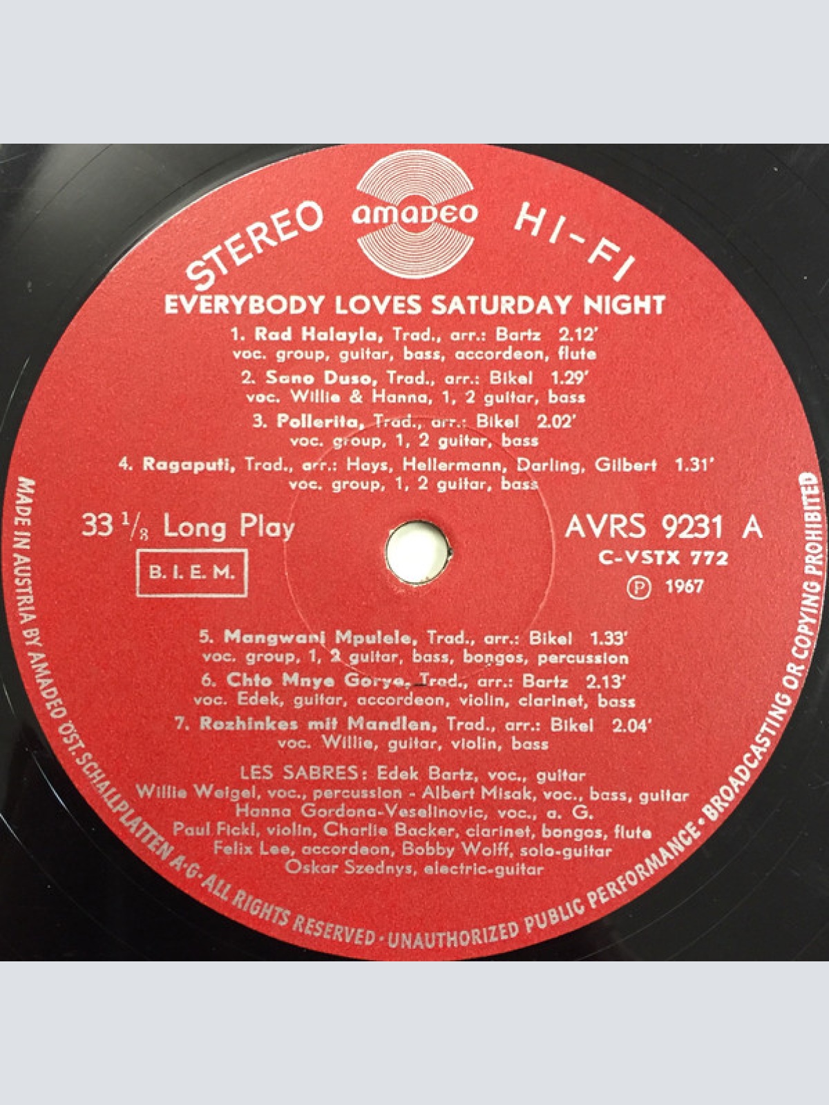 Vinyl / Les Sabres (2) - Everybody Loves Saturday Night - Songs Aus Aller Welt