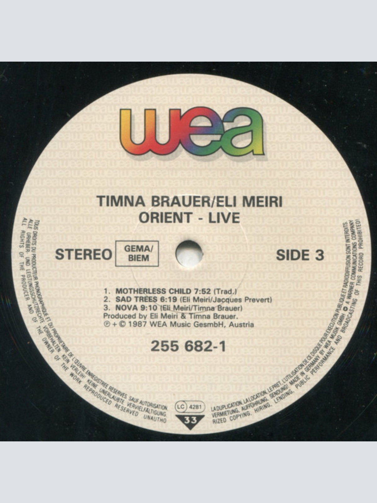 Vinyl / Timna Brauer - Eli Meiri* - Orient Live