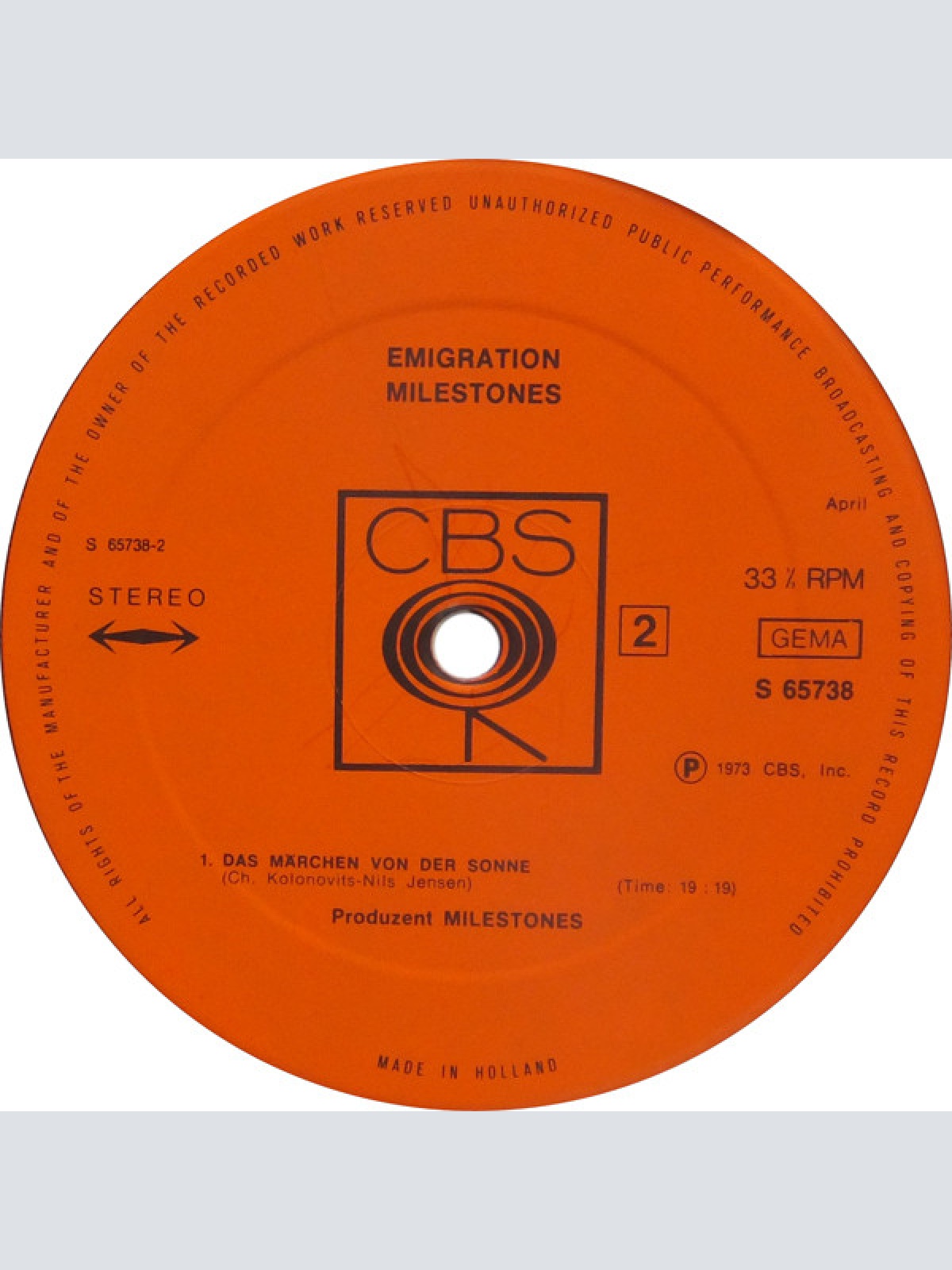 Vinyl / Milestones - Emigration
