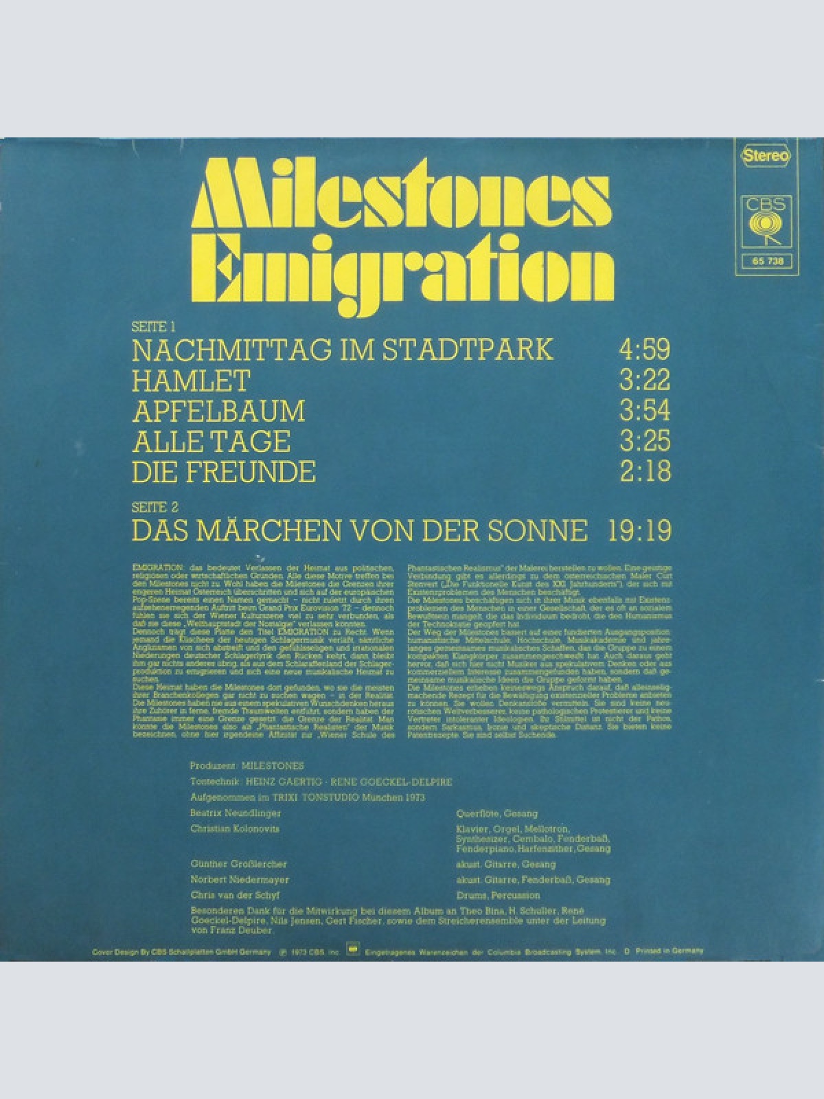 Vinyl / Milestones - Emigration