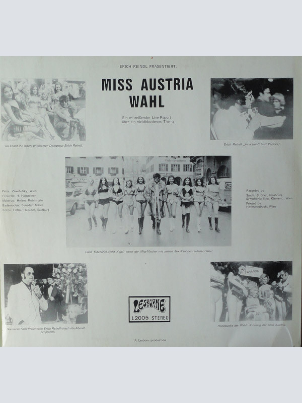 Vinyl / Erich Reindl - Miss Austria Wahl - Sex Oder Harte Arbeit?