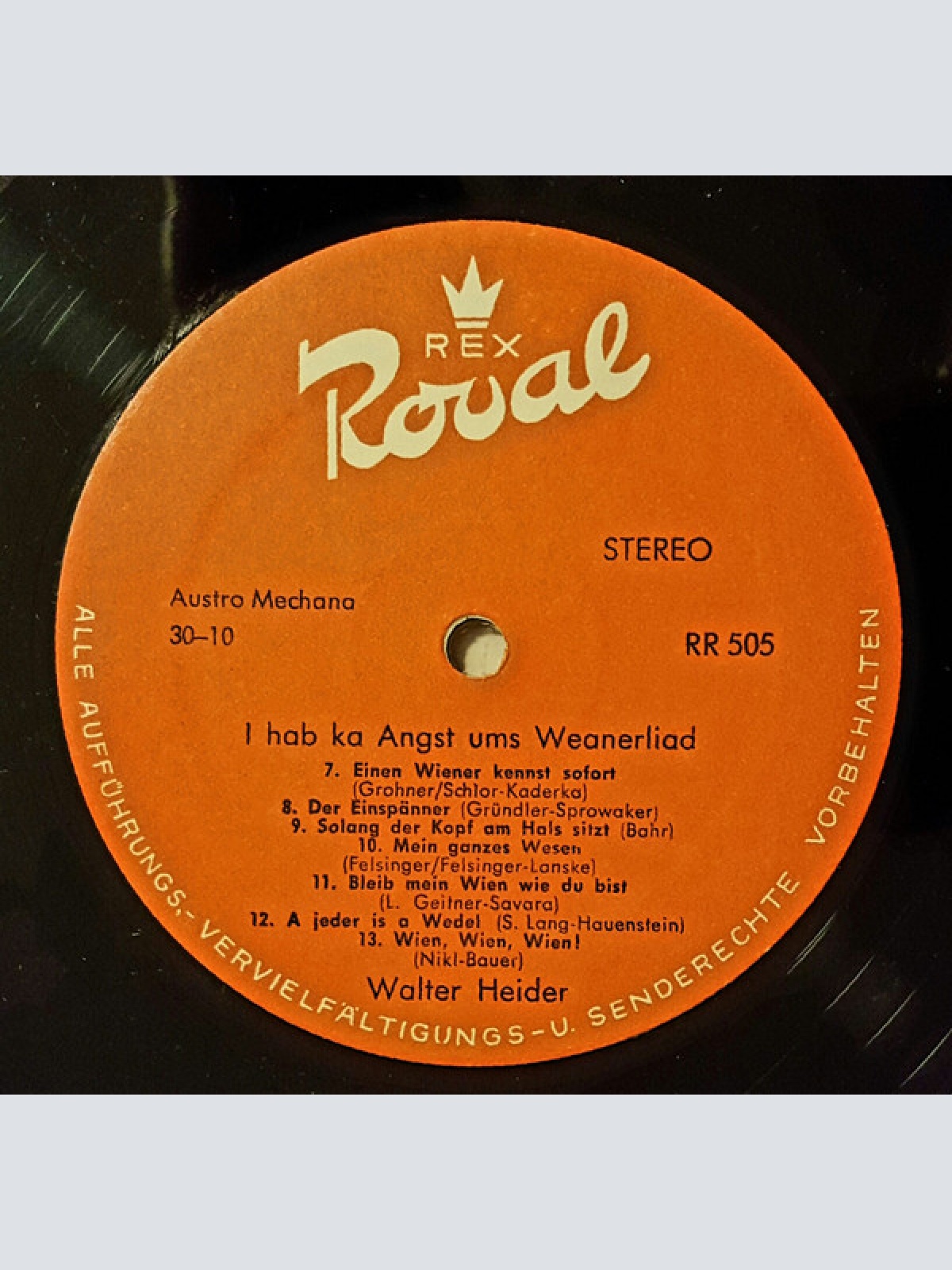 Vinyl / Walter Heider - I Hab Ka Angst Ums Weanerliad