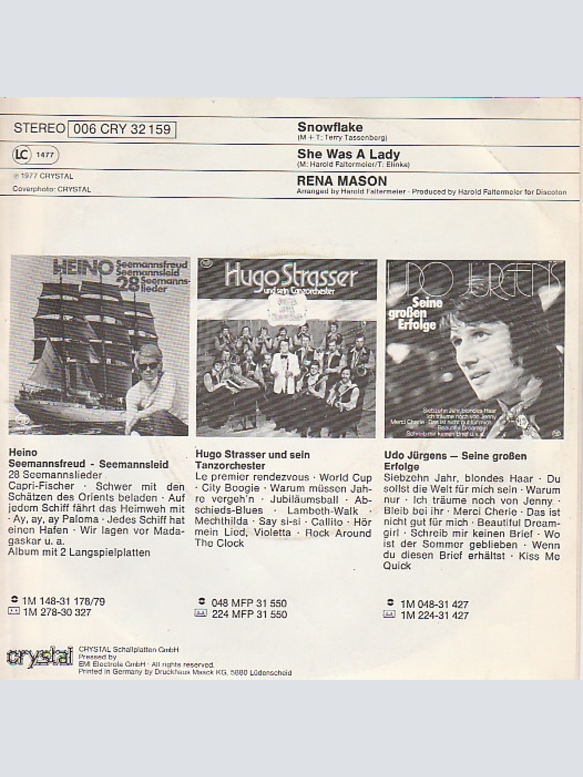 Vinyl / Rena Mason - Snowflake / She Was A Lady