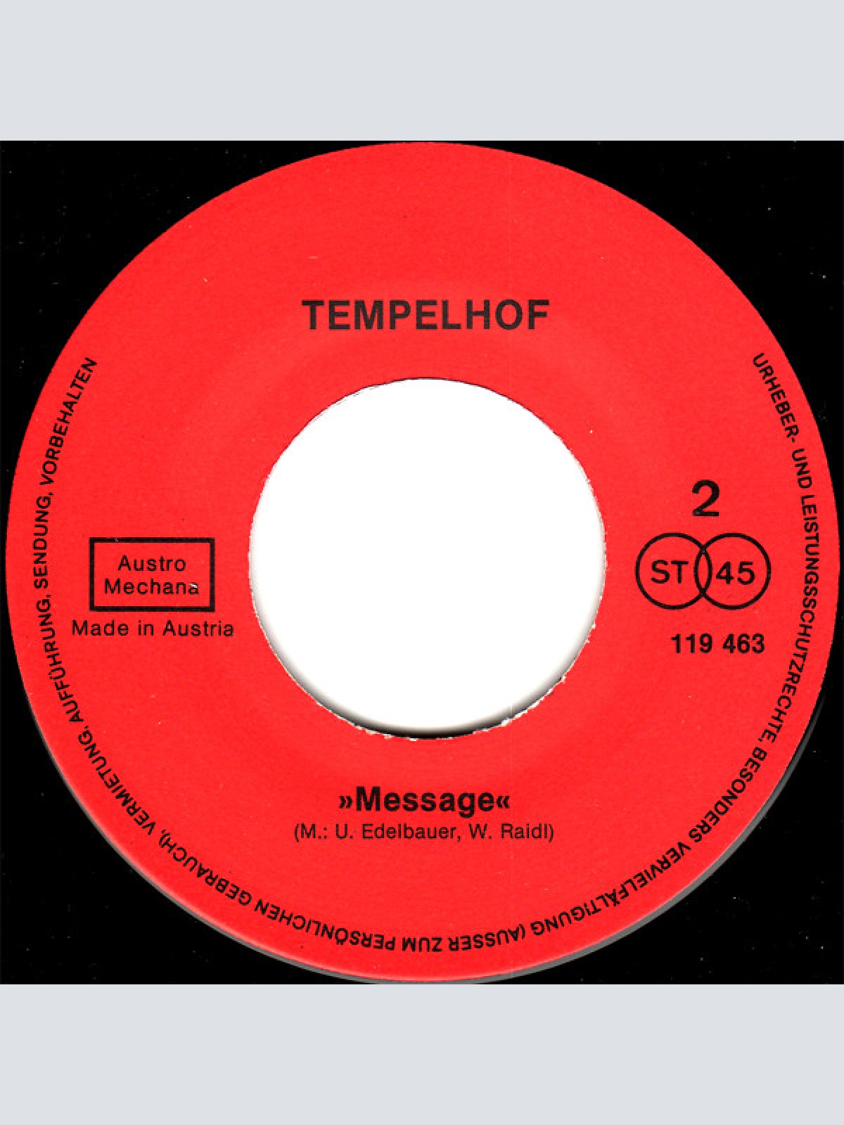 Vinyl / Tempelhof (4) - Zuwenig Zeit / Message