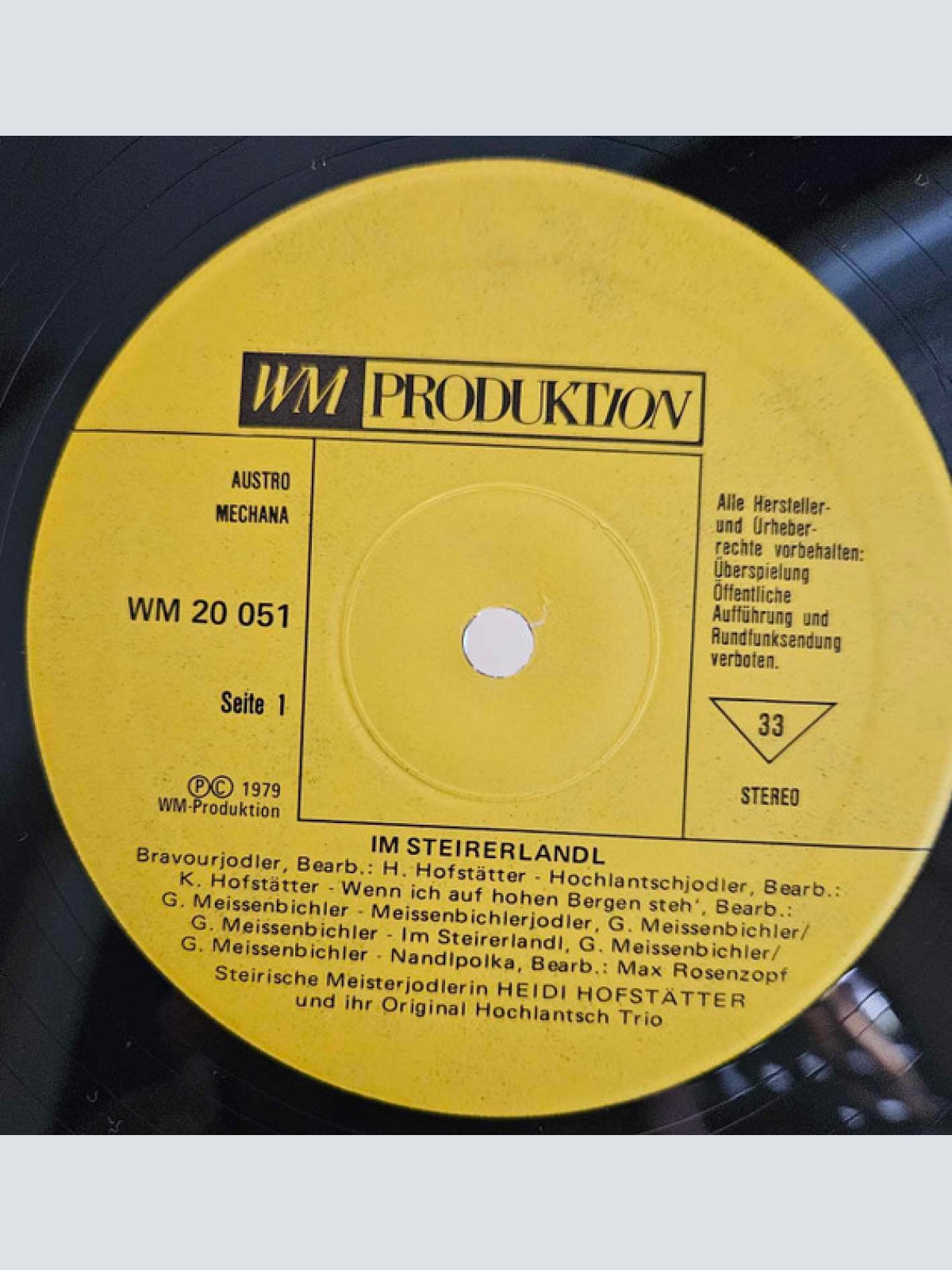 Vinyl / Heidi Hofstätter Und Ihr Original Hochlantsch Trio - Im Steirerlandl