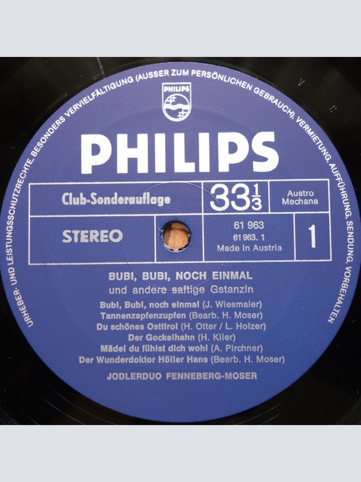 Vinyl / Duo Fenneberg-Moser - Bubi, Bubi, Noch Einmal (Und Andere Saftige Gstanzln)