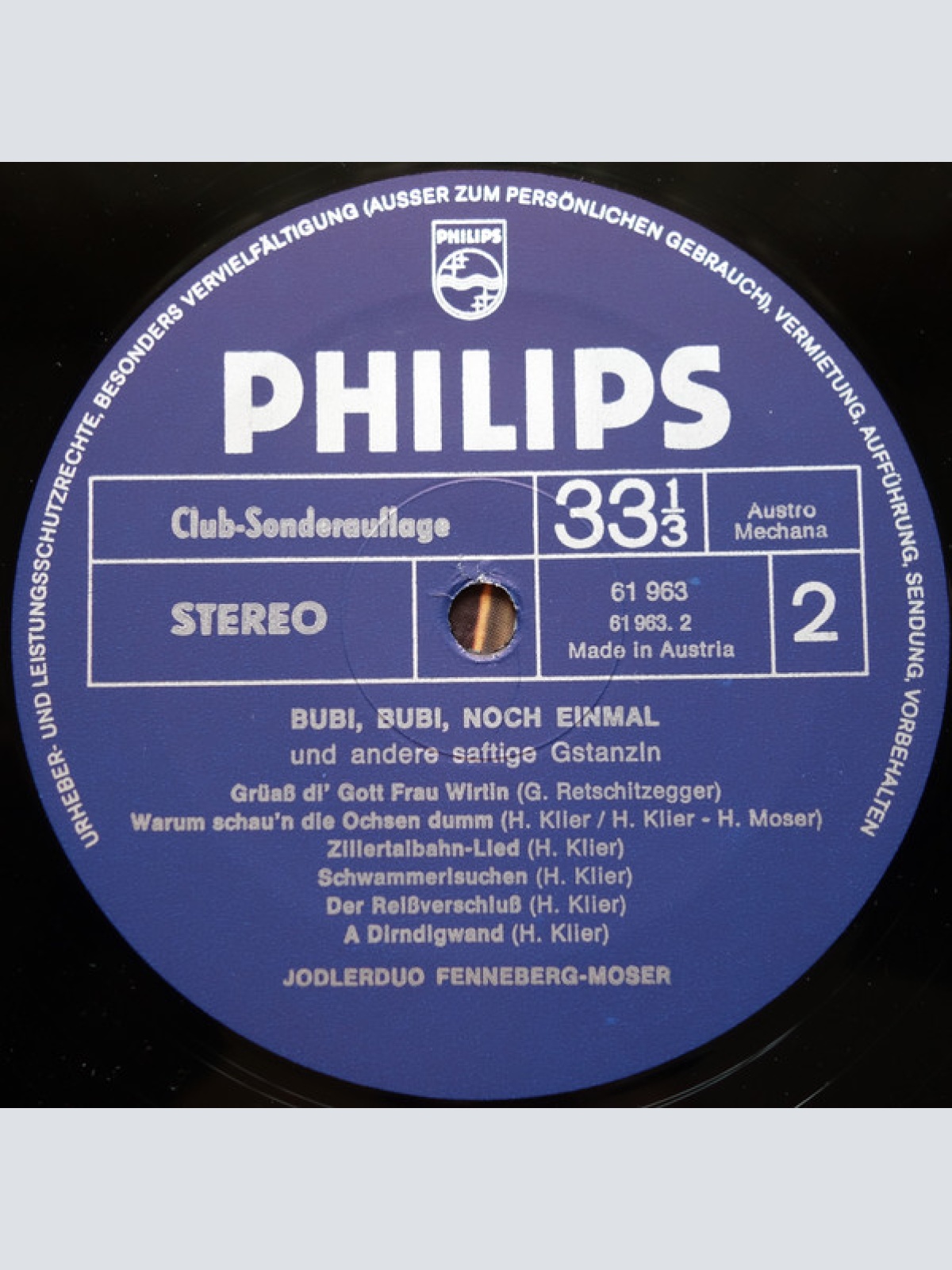 Vinyl / Duo Fenneberg-Moser - Bubi, Bubi, Noch Einmal (Und Andere Saftige Gstanzln)