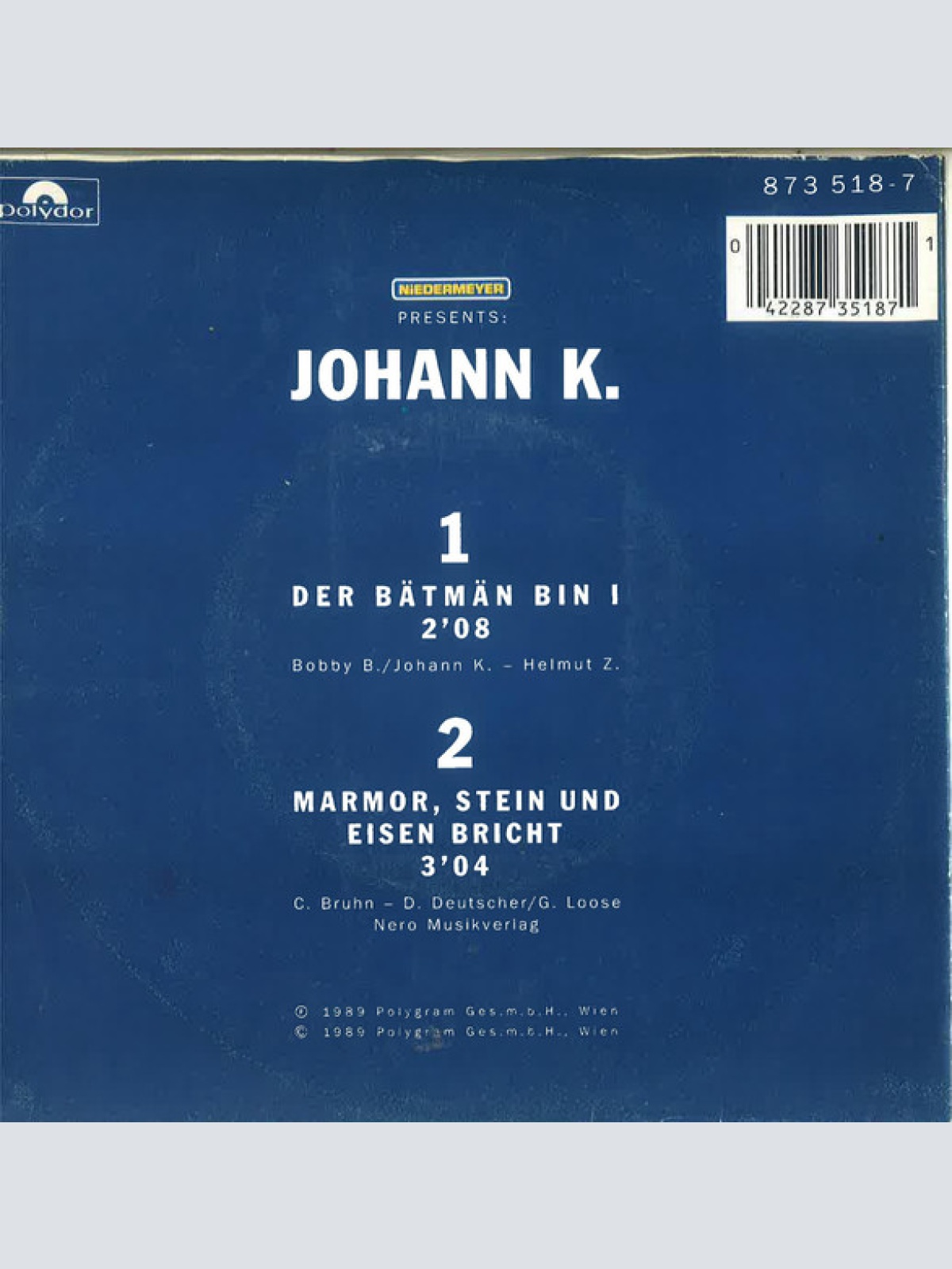 Vinyl / Johann K.* - Niedermeyer Presents: Der Bätmän Bin I