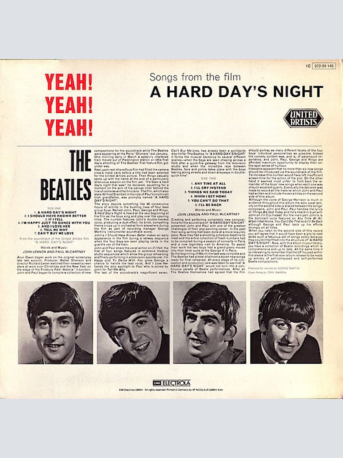 Vinyl / The Beatles - Yeah! Yeah! Yeah! - A Hard Day's Night - Originals From The United Artists Picture